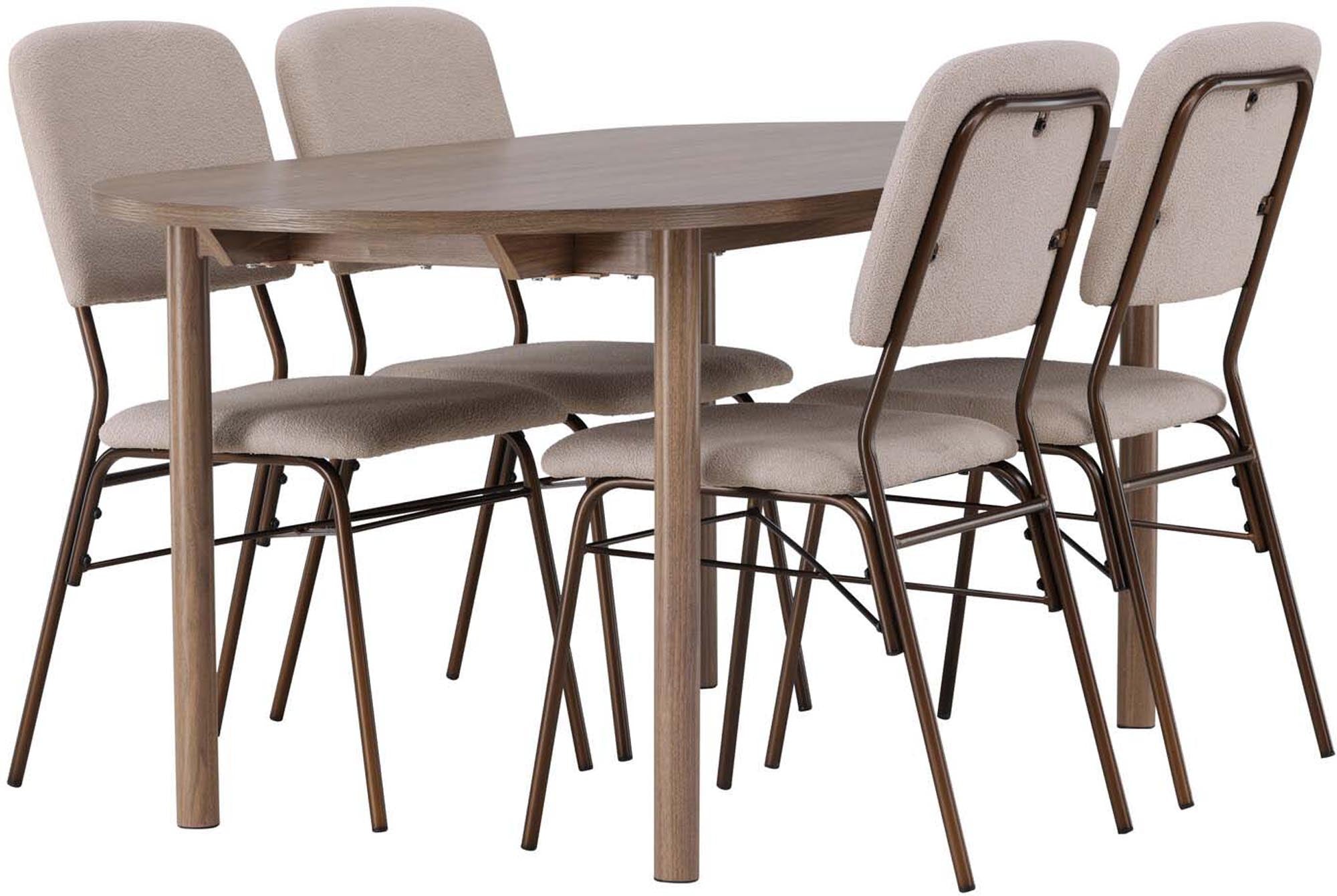 Stilvolles Esszimmerset Andy mit ovalem Tisch (180cm) und 4 komfortablen Seda Stühlen von Venture Home. Perfekt für gesellige Runden!