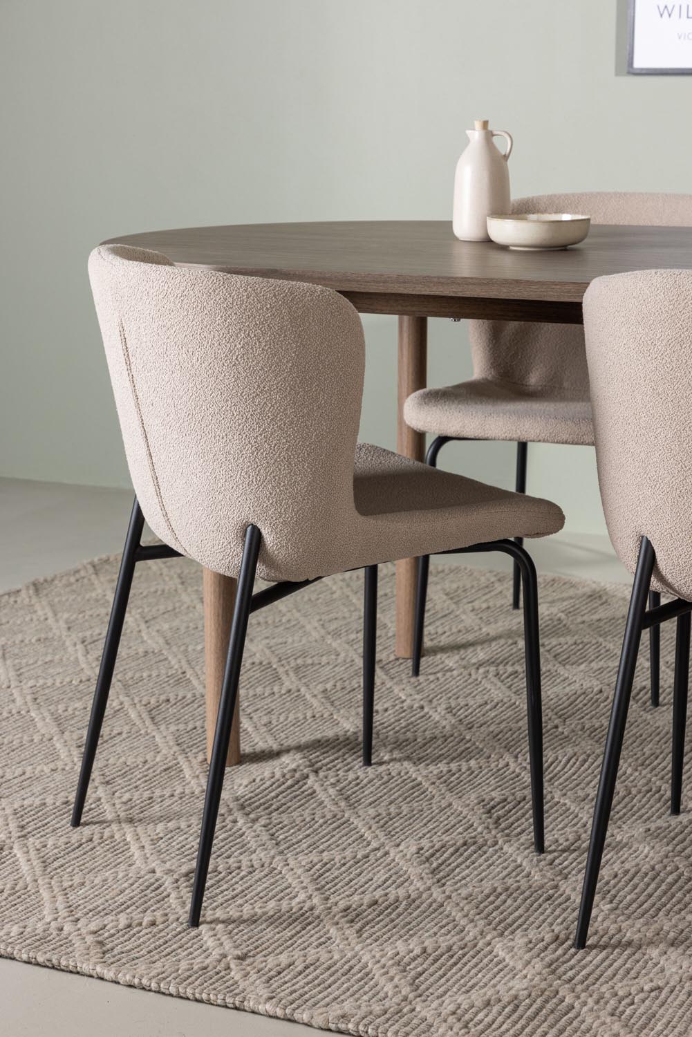 Andy Esszimmerset + Modesto 180cm/4St. in Beige, Schwarz präsentiert im Onlineshop von KAQTU Design AG. Esszimmerset ist von Venture Home