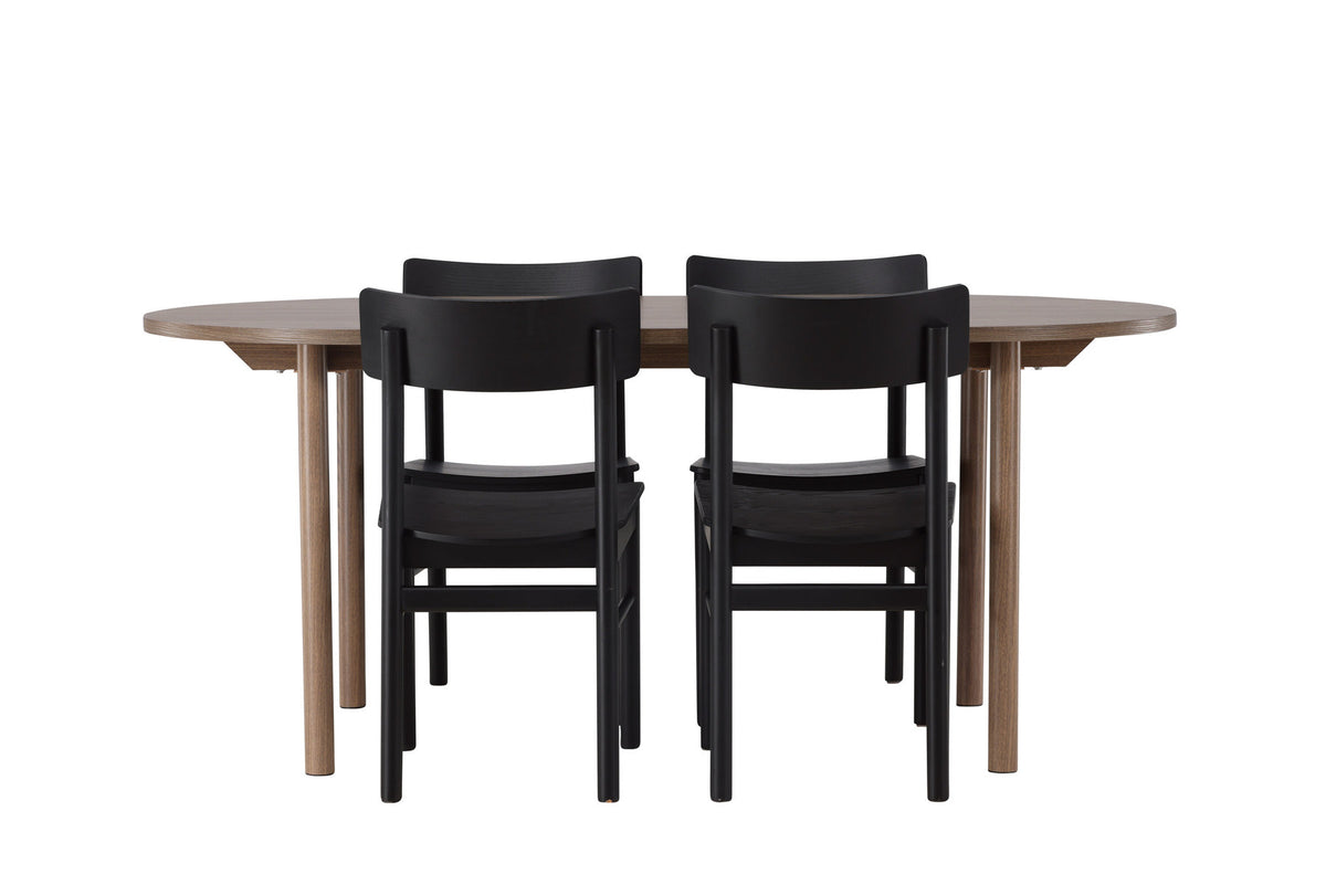 Andy Esszimmerset + Montros 180cm/4St. in Schwarz präsentiert im Onlineshop von KAQTU Design AG. Esszimmerset ist von Venture Home