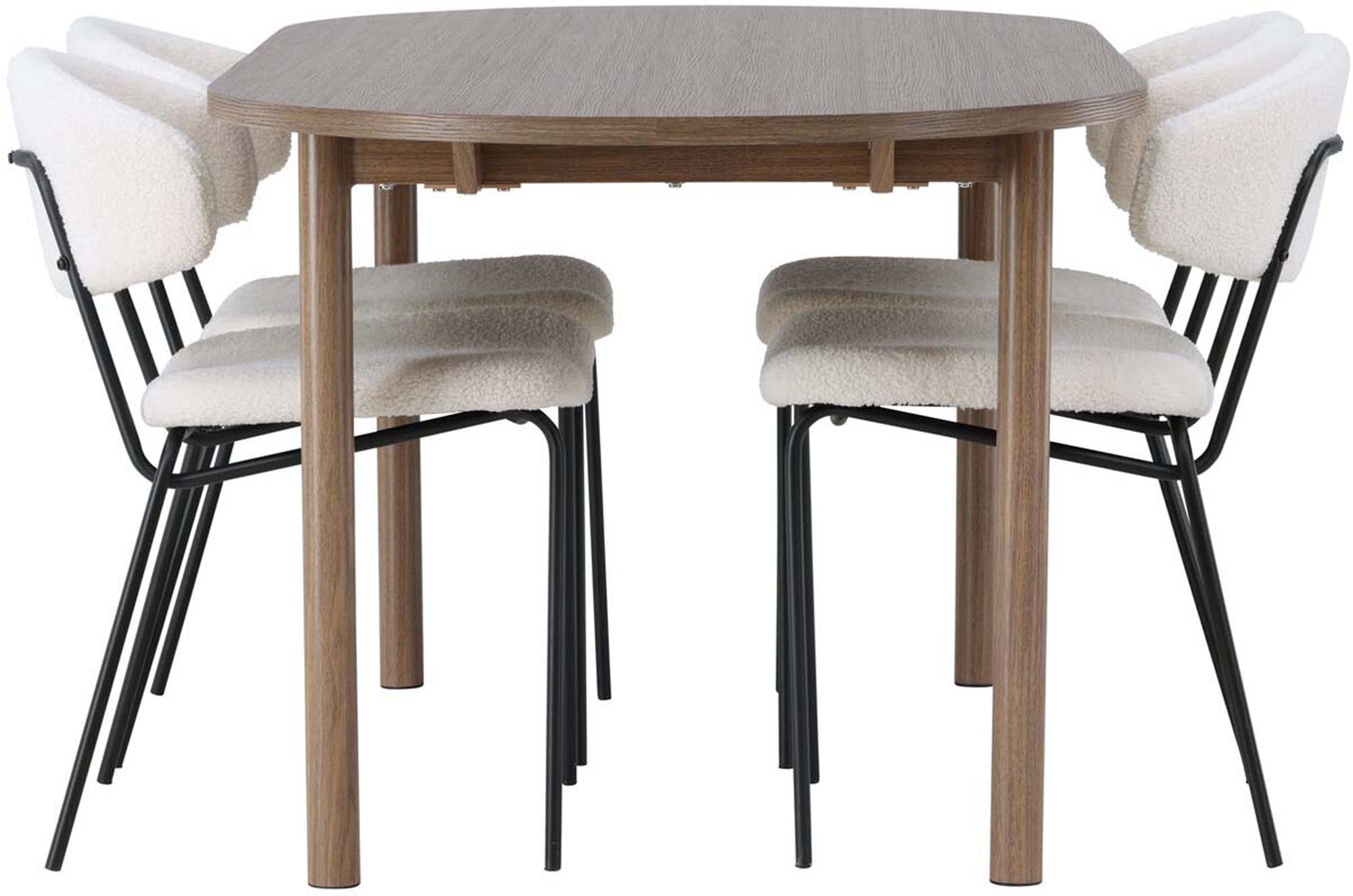 Elegantes Andy Esszimmerset mit 180 cm Tisch und 4 komfortablen Chico-Stühlen. Perfekt für stilvolle Dinner und gesellige Runden.