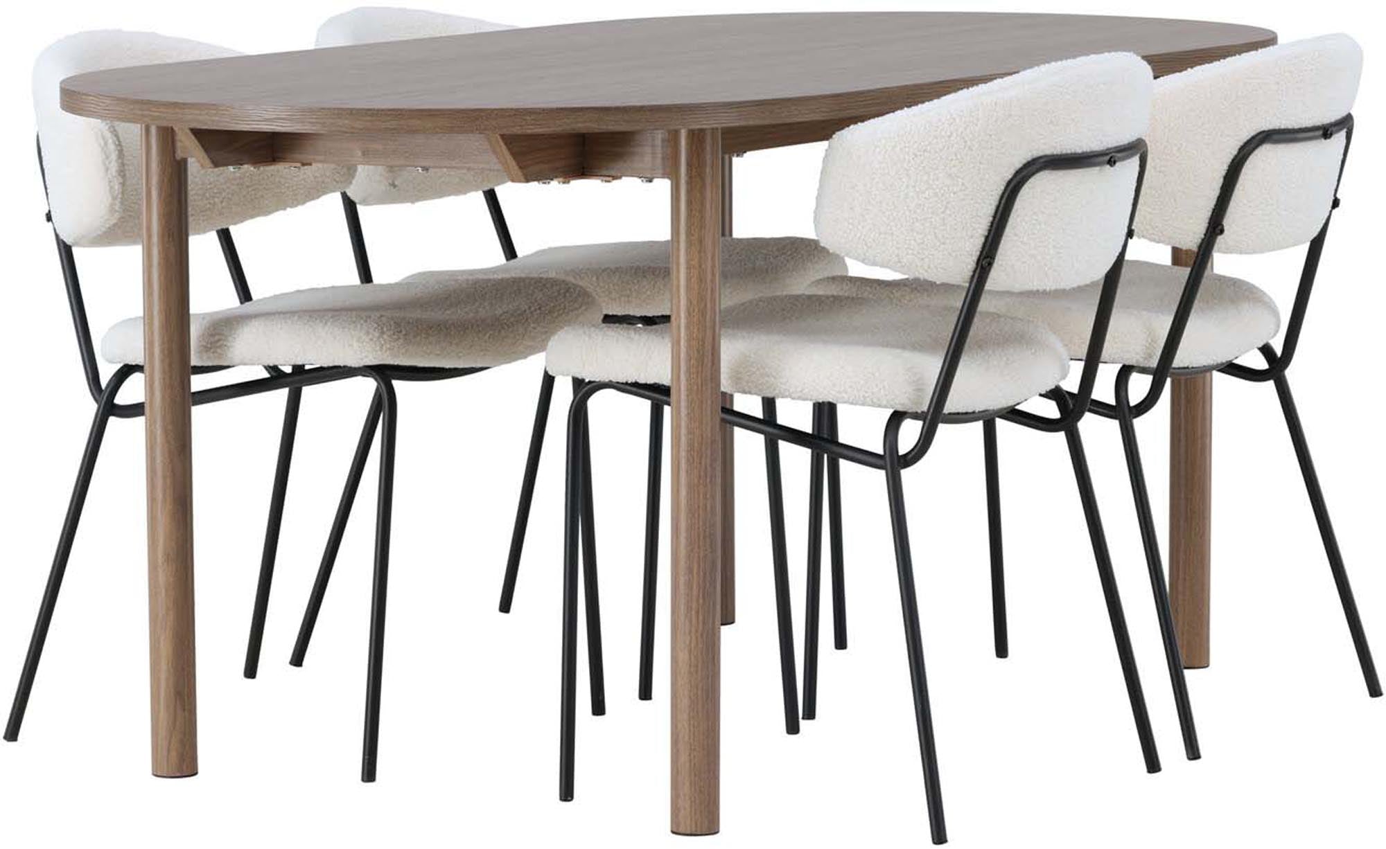 Stilvolles Andy Esszimmerset mit ovalem Tisch und 4 Chico-Stühlen. Ideal für einladende Esszimmer und unvergessliche Momente.