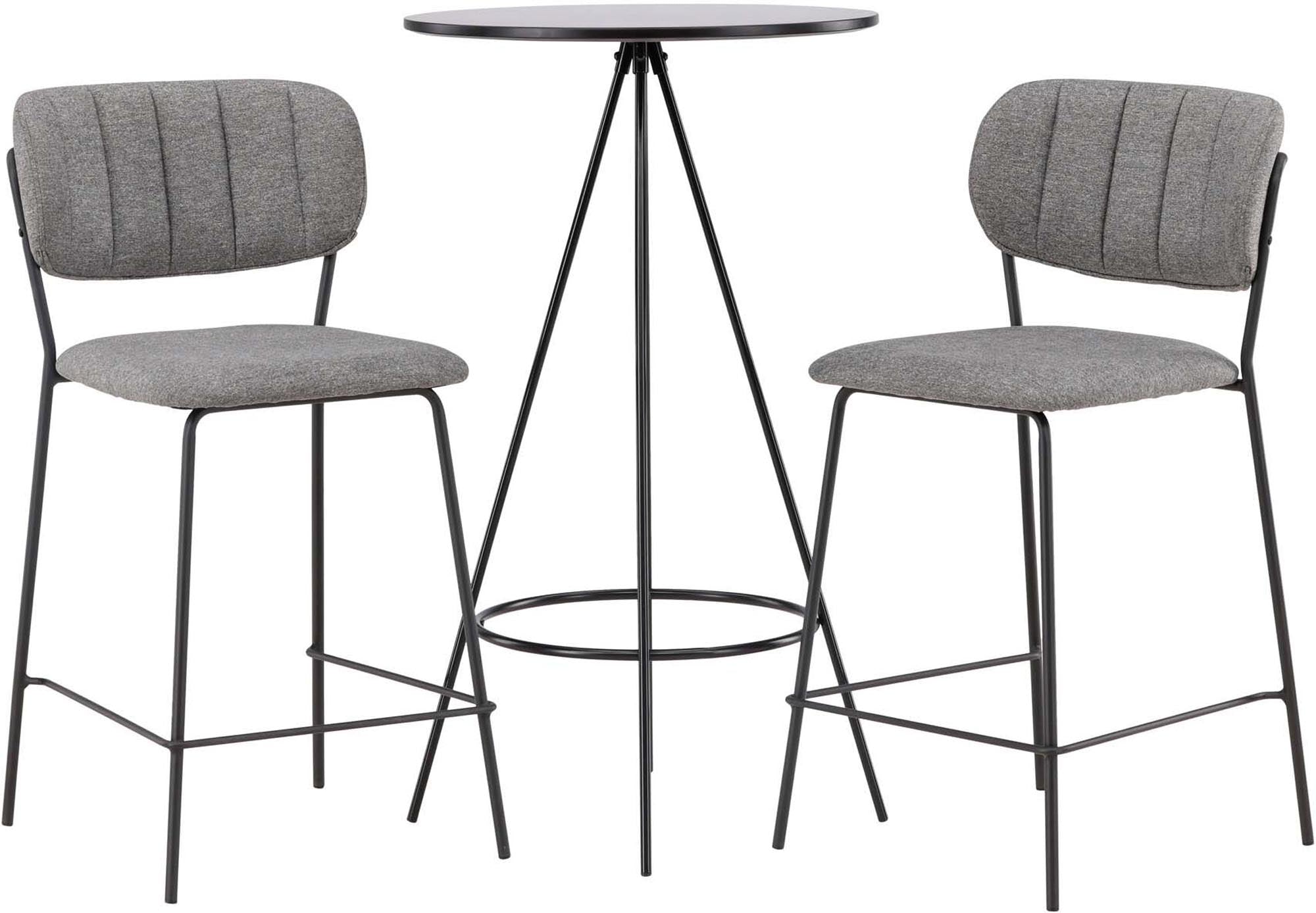 Stylisches Barset Bistro + Bell von Venture Home: Runder Tisch und bequeme Hocker im skandinavischen Design für entspannte Momente im Freien.