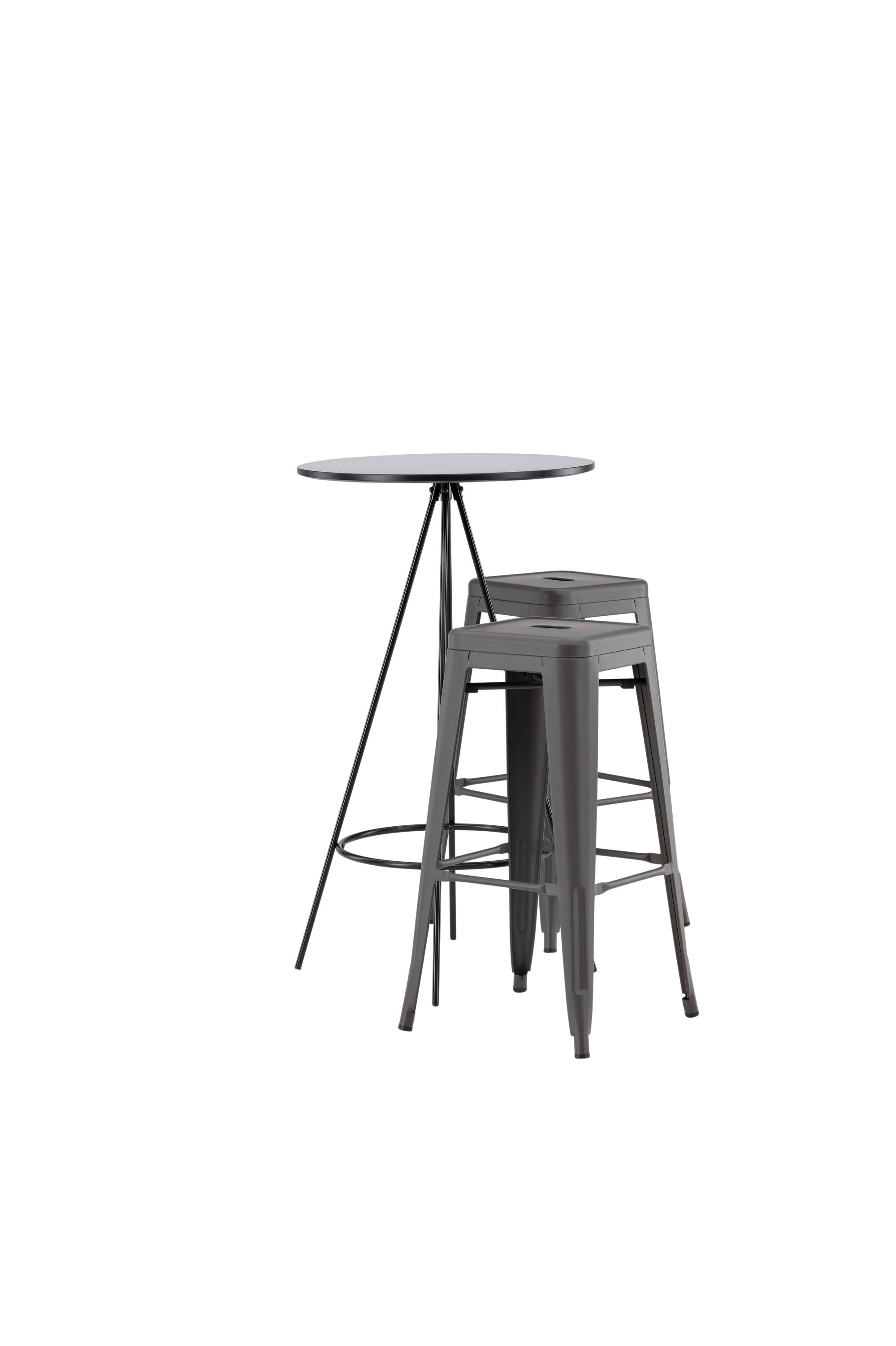 Barset Bistro + Tempe ⌀60cm/2St. Tief in Dunkelgrau präsentiert im Onlineshop von KAQTU Design AG. Bartischset ist von Venture Home