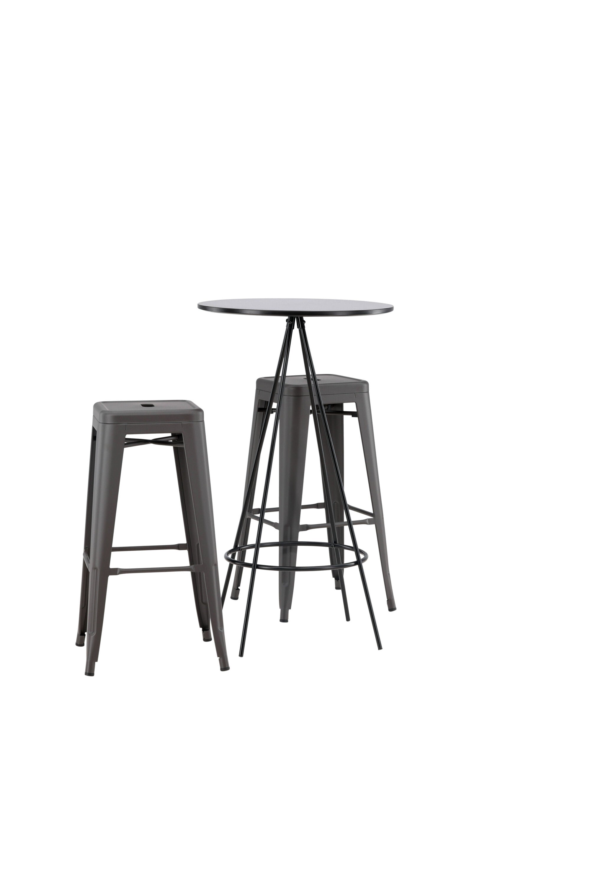Barset Bistro + Tempe ⌀60cm/2St. Tief in Dunkelgrau präsentiert im Onlineshop von KAQTU Design AG. Bartischset ist von Venture Home