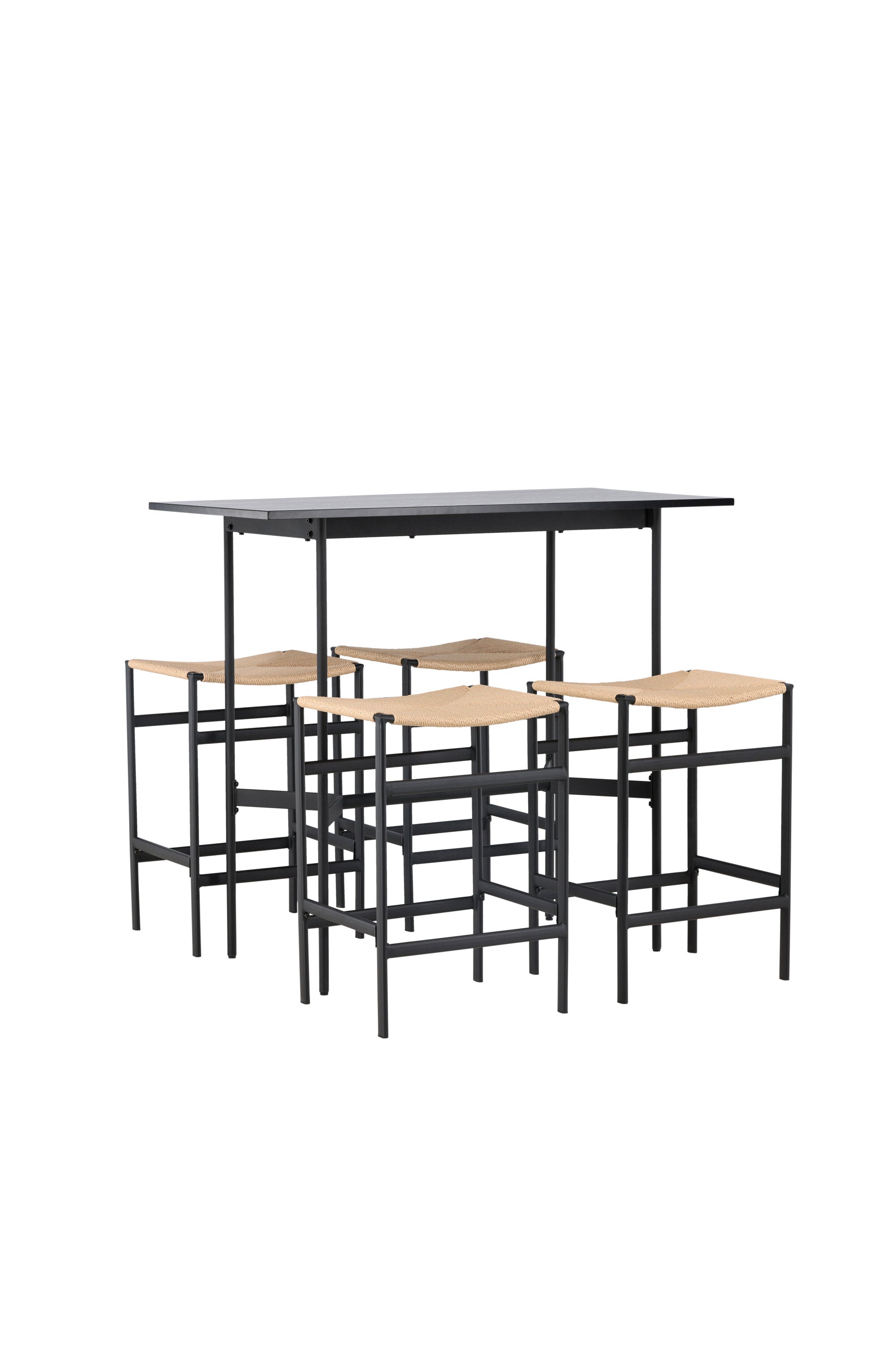 Barset Rax + Polly 120cm/4St. in Schwarz, Natur präsentiert im Onlineshop von KAQTU Design AG. Bartischset ist von Venture Home
