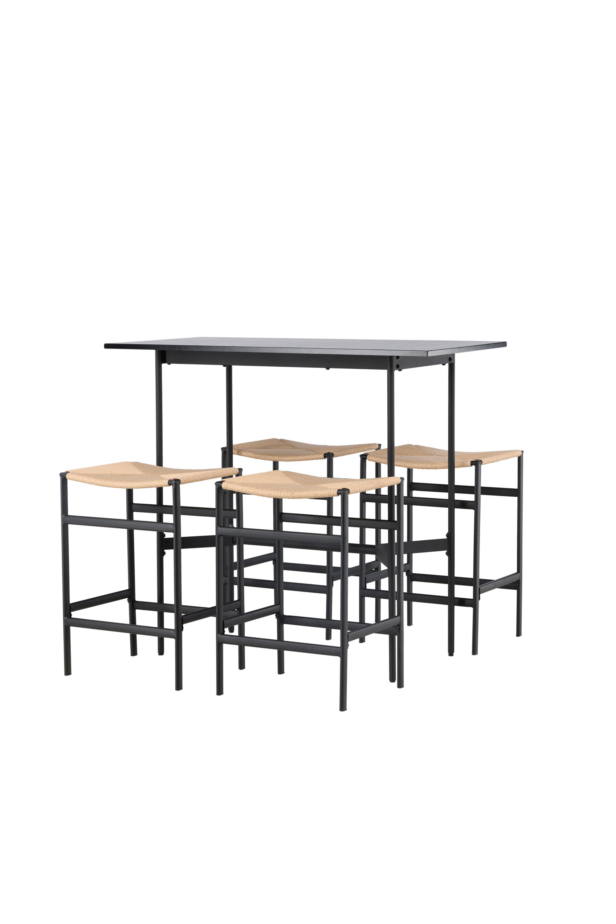 Barset Rax + Polly 120cm/4St. in Schwarz, Natur präsentiert im Onlineshop von KAQTU Design AG. Bartischset ist von Venture Home