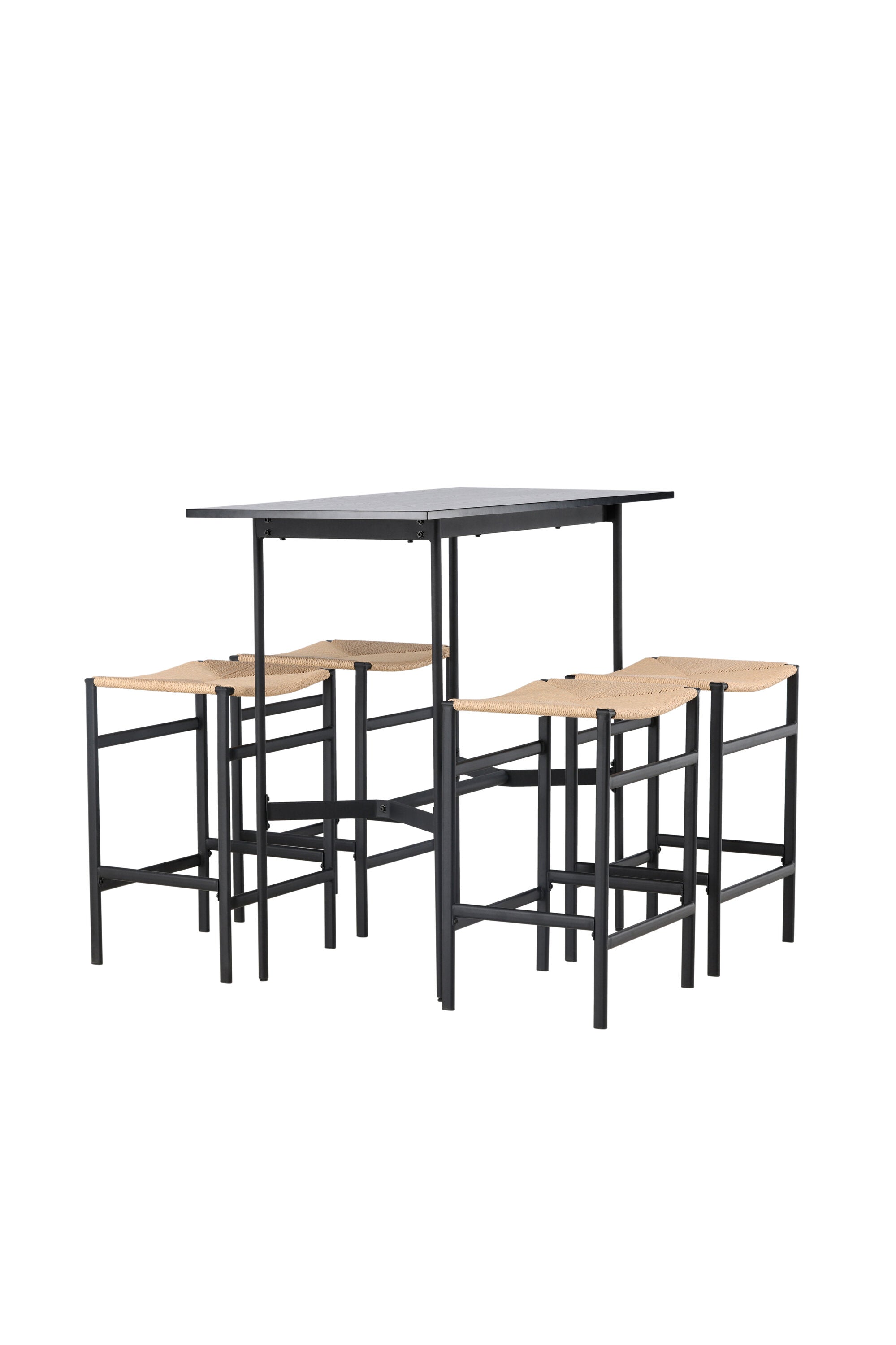 Barset Rax + Polly 120cm/4St. in Schwarz, Natur präsentiert im Onlineshop von KAQTU Design AG. Bartischset ist von Venture Home