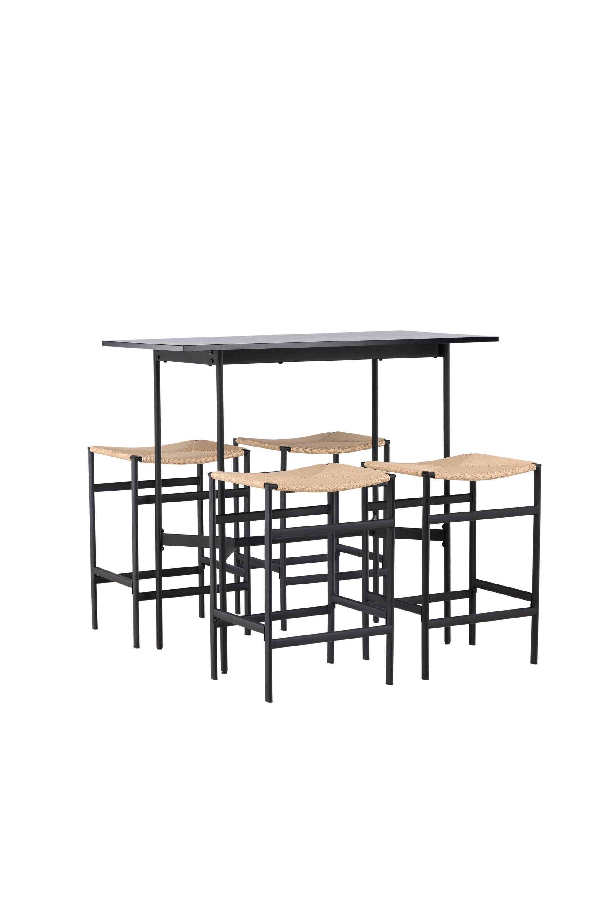 Barset Rax + Polly 120cm/4St. in Schwarz, Natur präsentiert im Onlineshop von KAQTU Design AG. Bartischset ist von Venture Home
