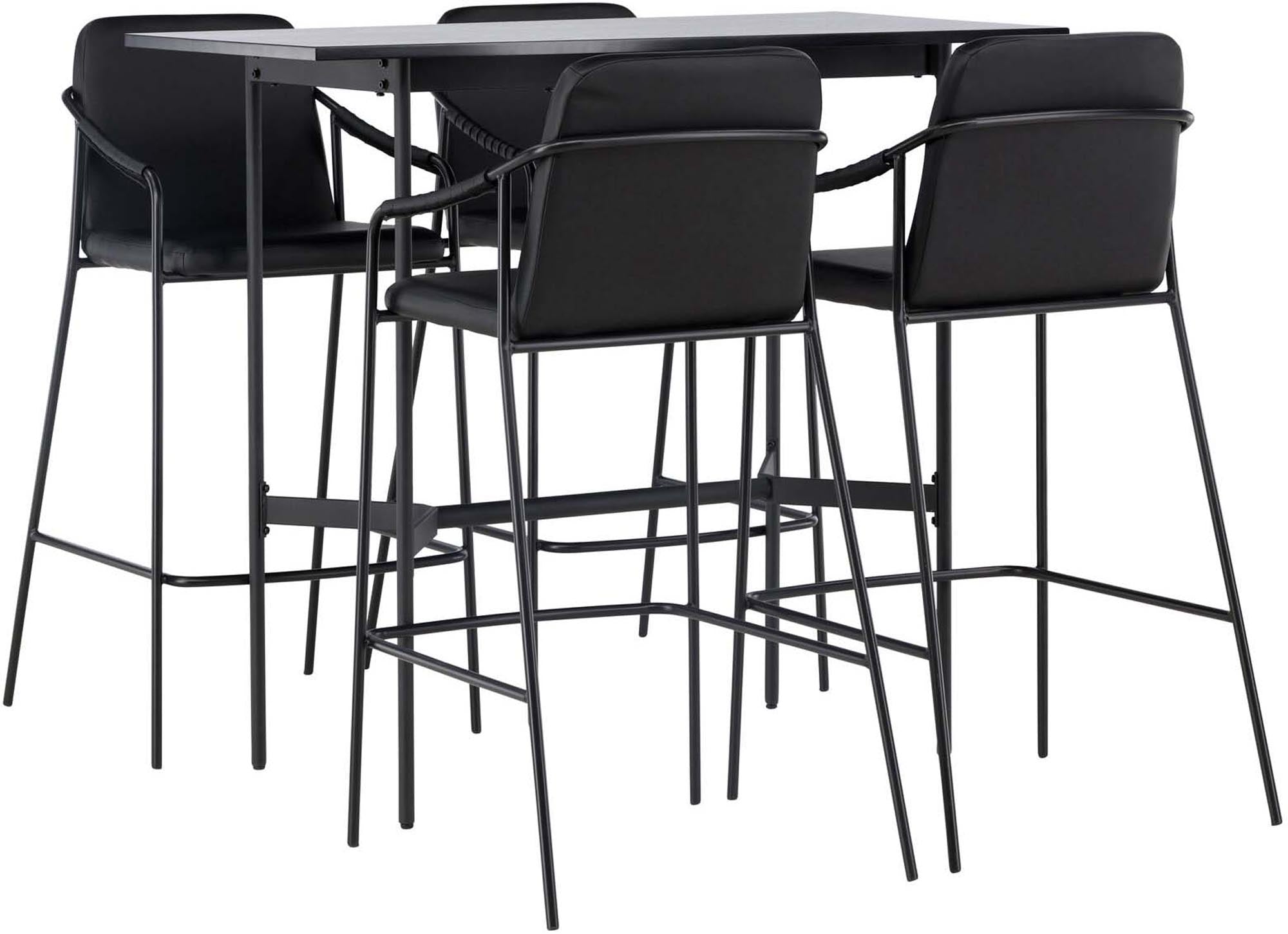 Modernes Barset Rax + Tvist 120cm: Elegante Kombination aus robustem Bartisch und komfortablen Barhockern für gesellige Abende.