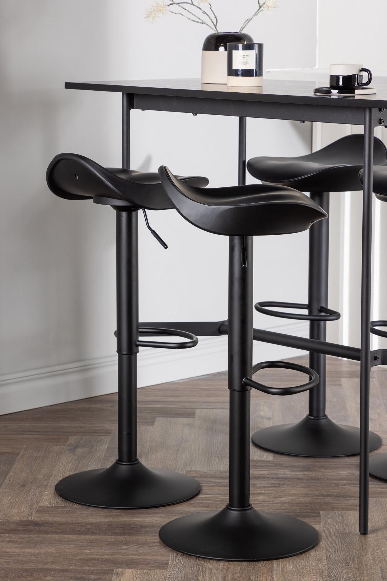 Stylisches Barset Rax + Adesto: Minimalistischer Bartisch mit robuster MDF-Oberfläche und eleganten Barhockern. Ideal für gesellige Abende.