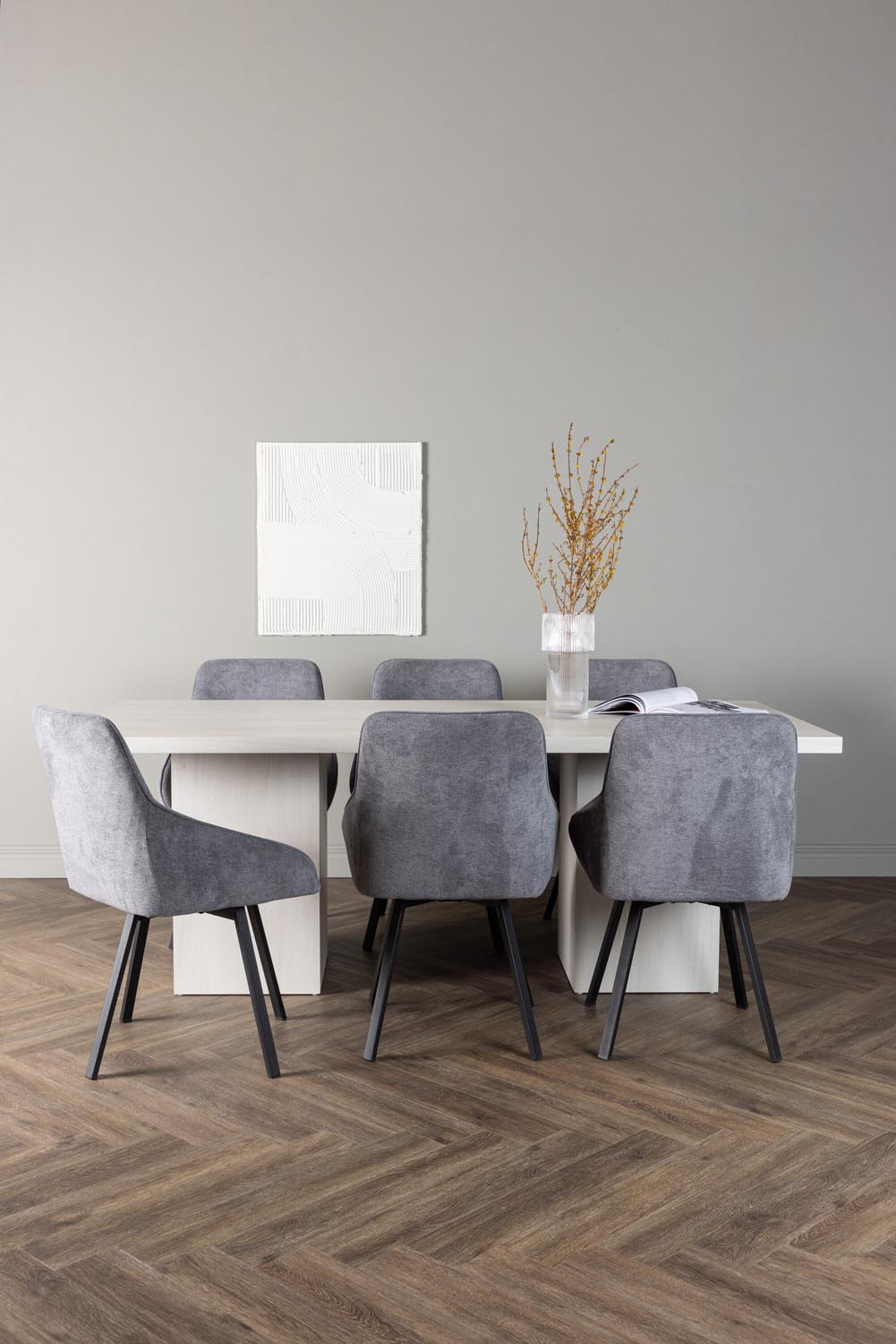Olga Esszimmerset + Rosie 200cm/6St. in Schwarzgrau präsentiert im Onlineshop von KAQTU Design AG. Esszimmerset ist von Venture Home