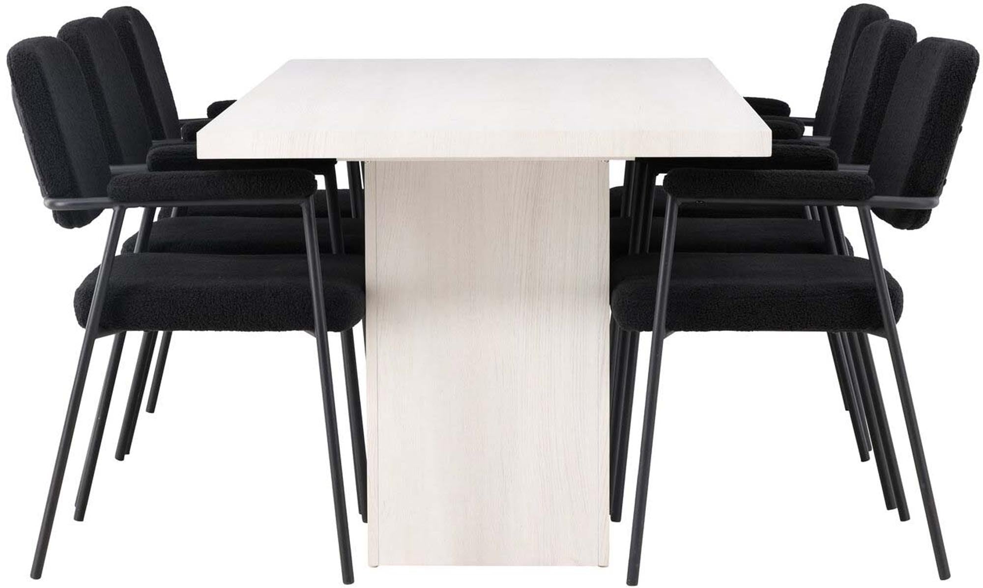 Stilvolles Esszimmerset mit 200 cm Tisch und 6 eleganten Stühlen. Perfekte Kombination aus Design und Funktionalität für Ihr Zuhause.