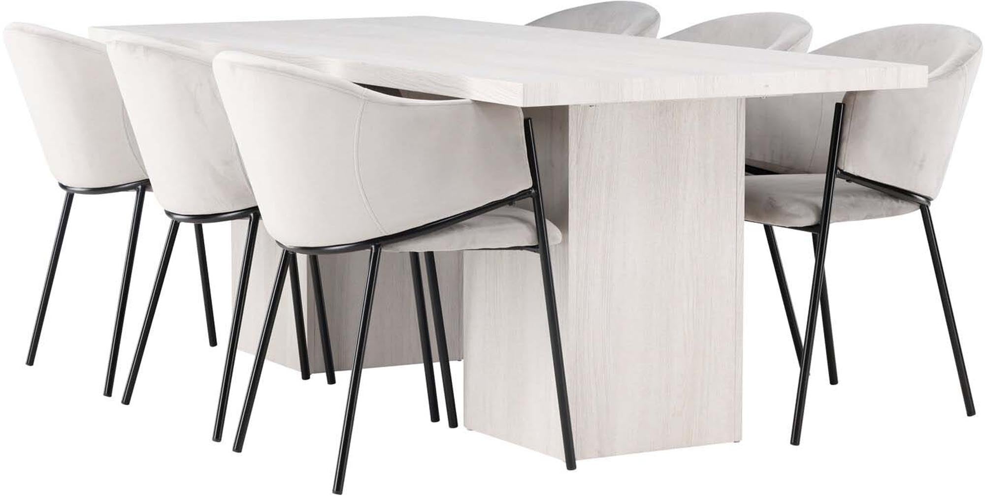 Elegantes Olga Esszimmerset mit Evelina Tisch, 200cm, 6 Stühle.