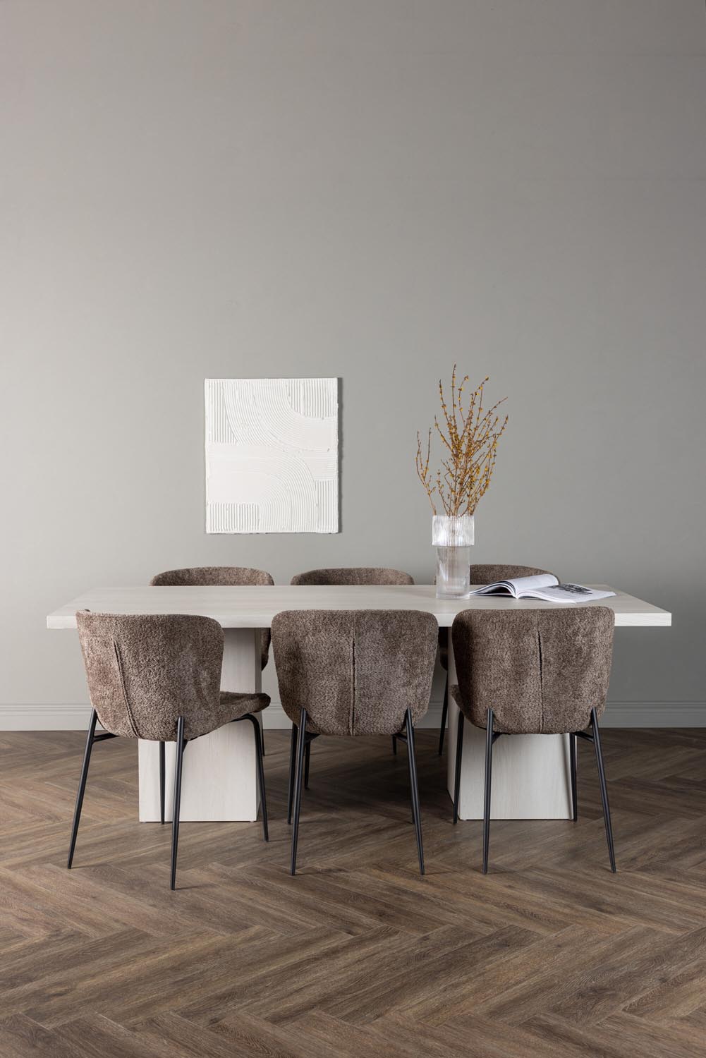 Olga Esszimmerset + Modesto 200cm/6St. in Schwarz, Dunkelgrau präsentiert im Onlineshop von KAQTU Design AG. Esszimmerset ist von Venture Home