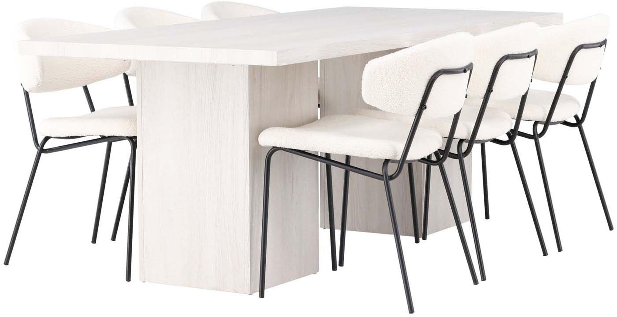 Entdecken Sie das Olga Esszimmerset + Chico 200cm/6St. von Venture Home – skandinavisches Design trifft auf Funktionalität und Komfort.