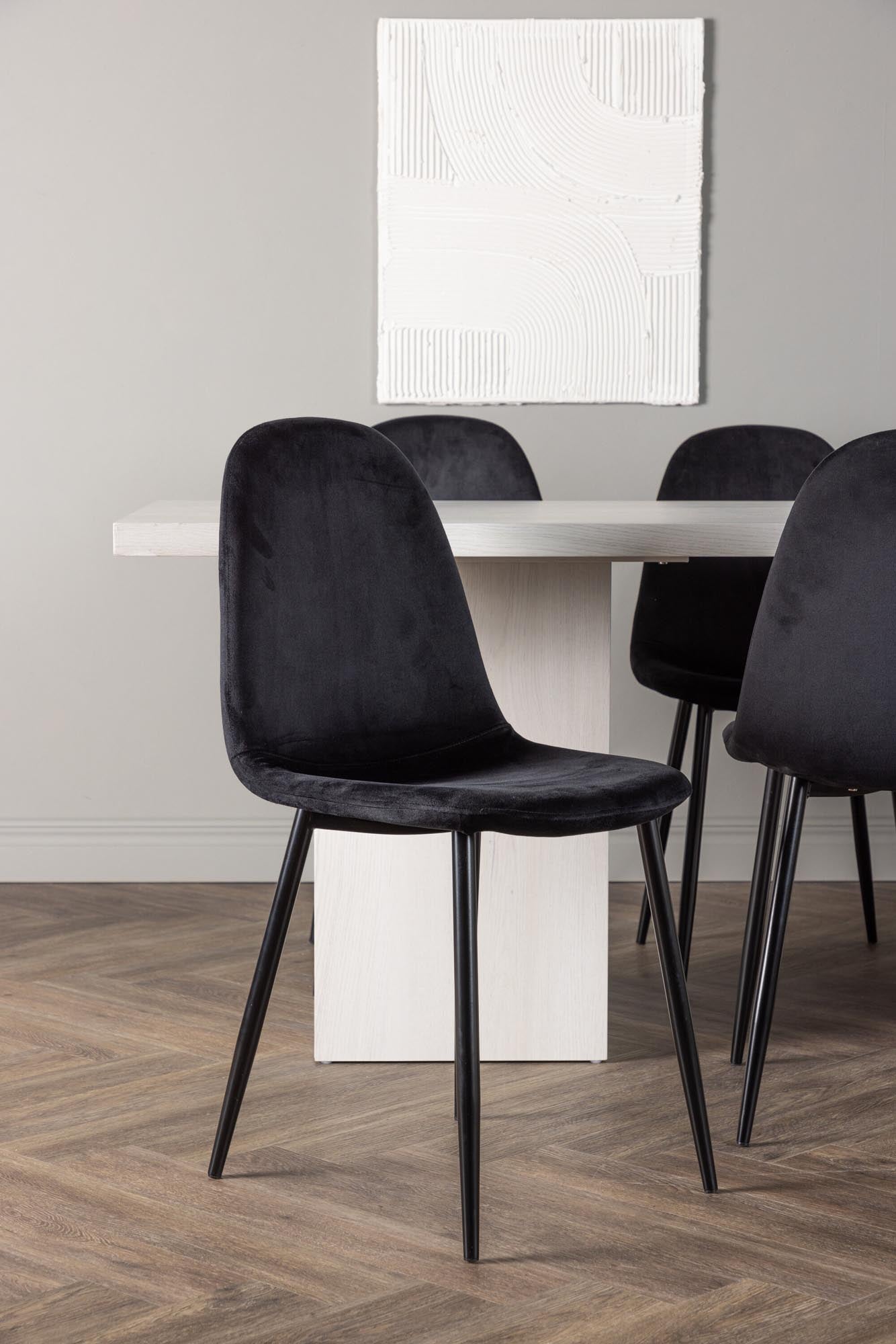 Stilvolles Esszimmerset mit 200cm Tisch und 6 bequemen Polar-Stühlen. Perfekte Kombination aus skandinavischem Design und Funktionalität.