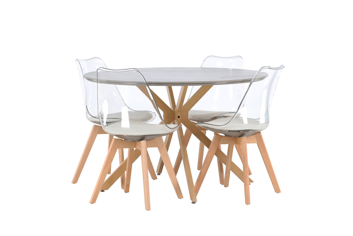 Piazza Esszimmerset + Edvin ⌀120cm/4St. in Natur,Transparent,Weiss präsentiert im Onlineshop von KAQTU Design AG. Esszimmerset ist von Venture Home
