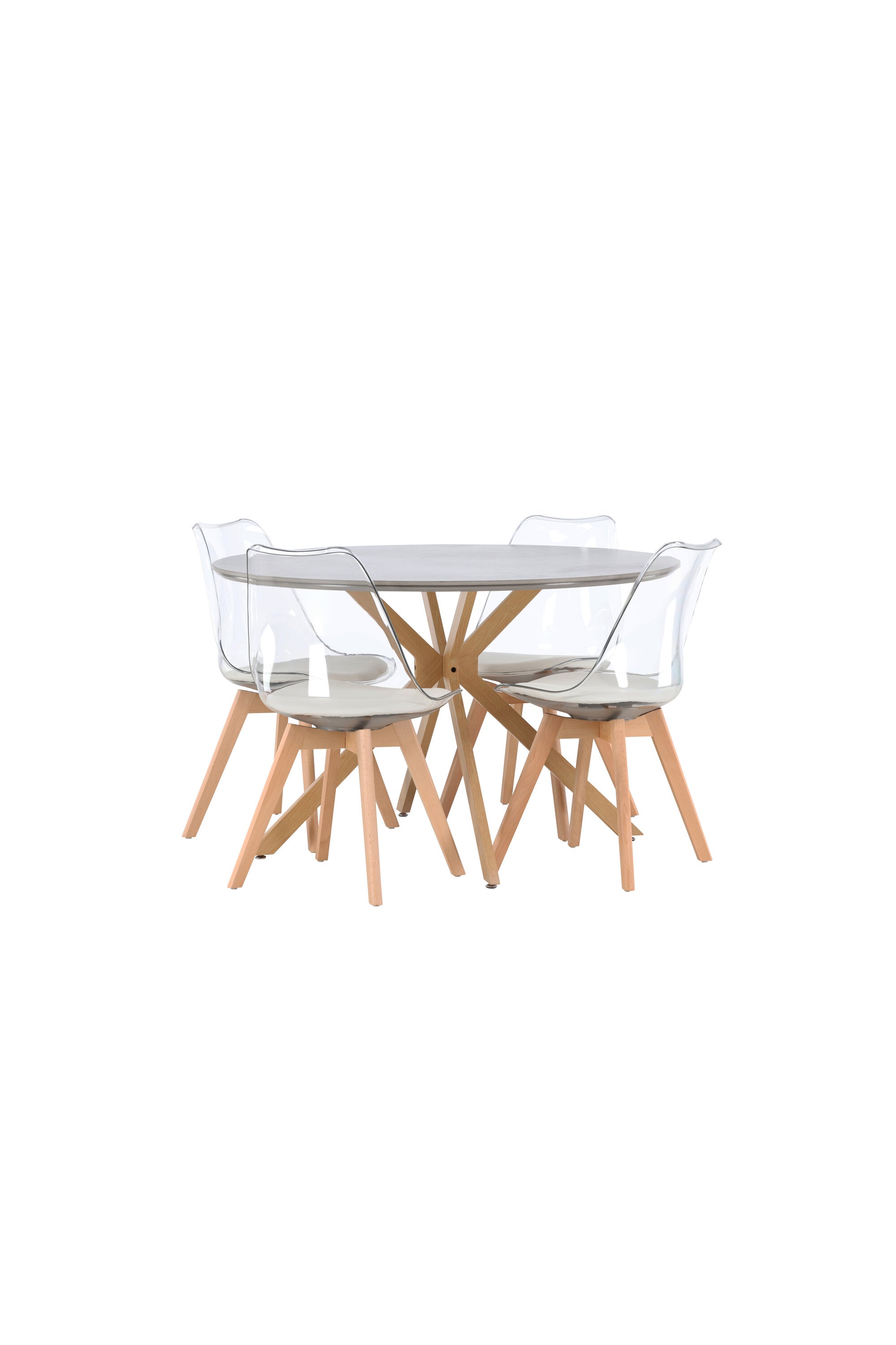 Piazza Esszimmerset + Edvin ⌀120cm/4St. in Natur,Transparent,Weiss präsentiert im Onlineshop von KAQTU Design AG. Esszimmerset ist von Venture Home