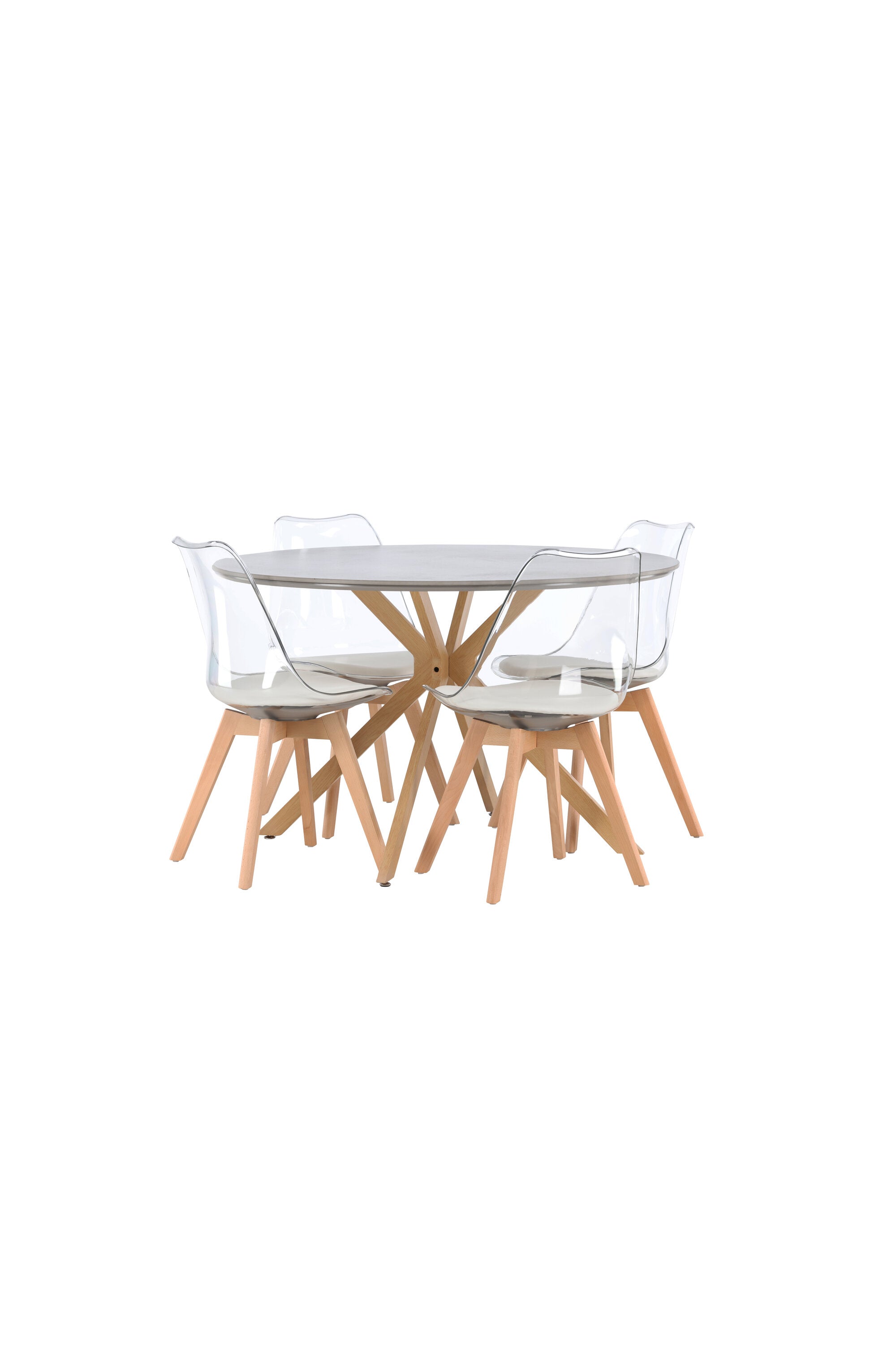 Piazza Esszimmerset + Edvin ⌀120cm/4St. in Natur,Transparent,Weiss präsentiert im Onlineshop von KAQTU Design AG. Esszimmerset ist von Venture Home