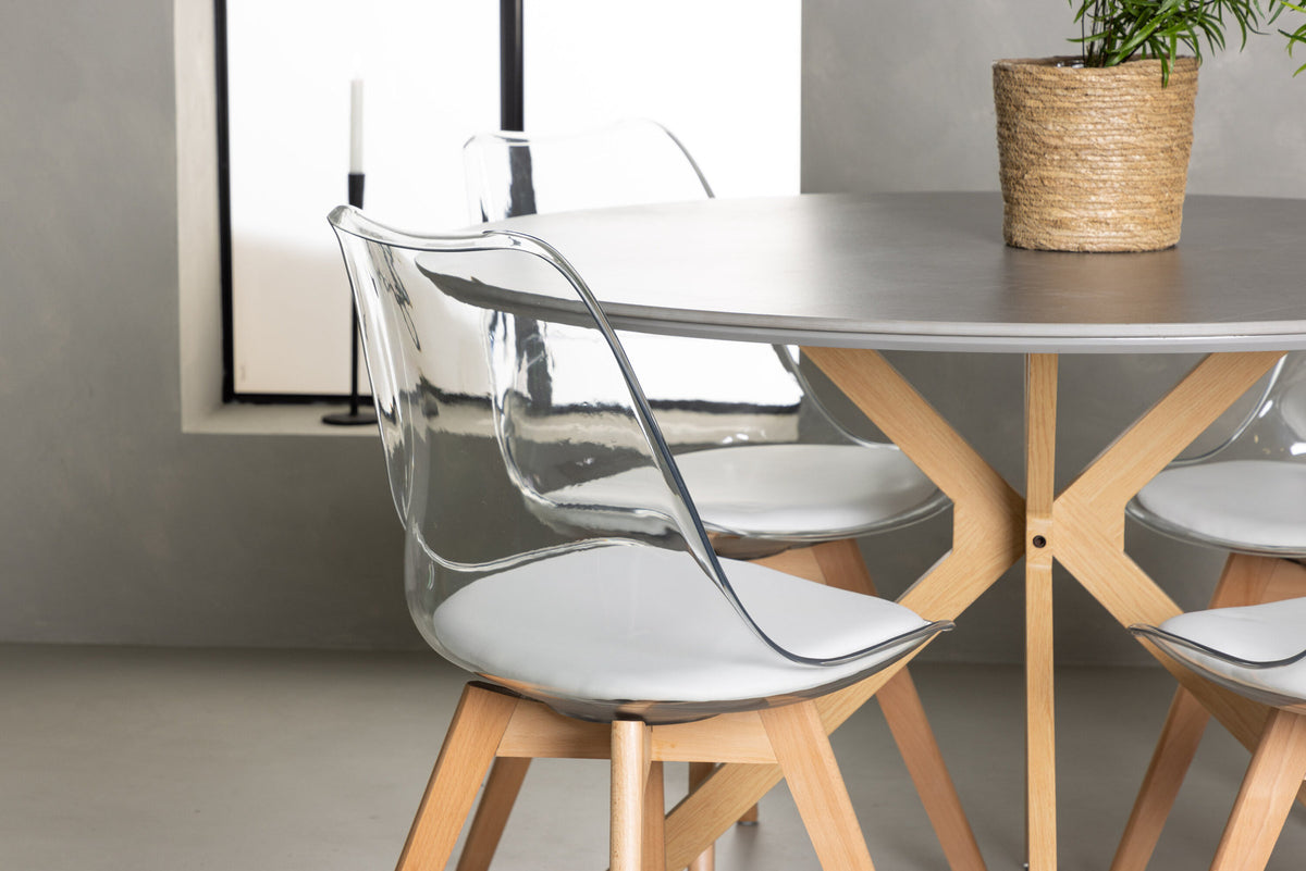 Piazza Esszimmerset + Edvin ⌀120cm/4St. in Natur,Transparent,Weiss präsentiert im Onlineshop von KAQTU Design AG. Esszimmerset ist von Venture Home