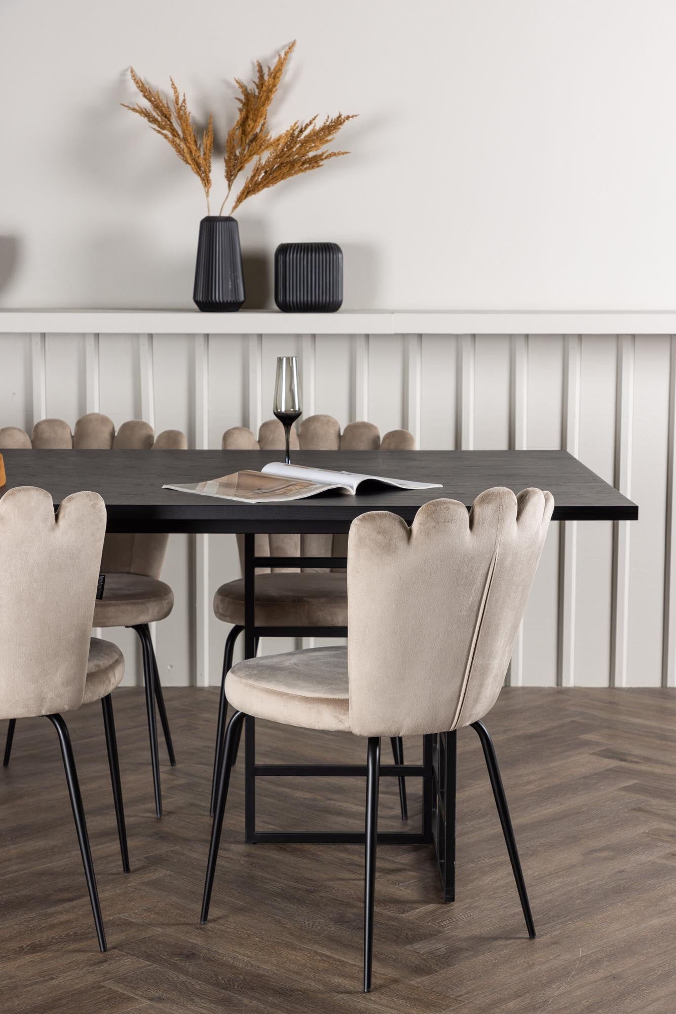 Elegantes Esszimmerset Ystad mit Limhamn Tisch (220cm) und 6 Stühlen, ideal für stilvolle Wohnräume.