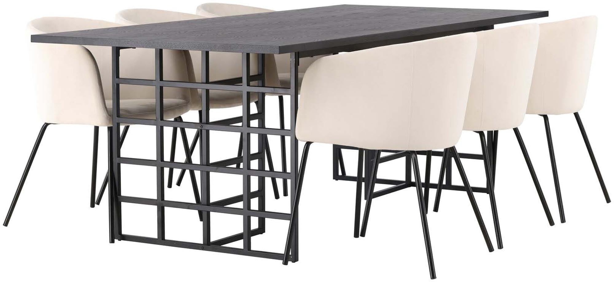 Ystad Esszimmerset + Berit: Elegantes Industriedesign für gesellige Abende. Hochwertige Materialien und luxuriöser Samt für höchsten Komfort.