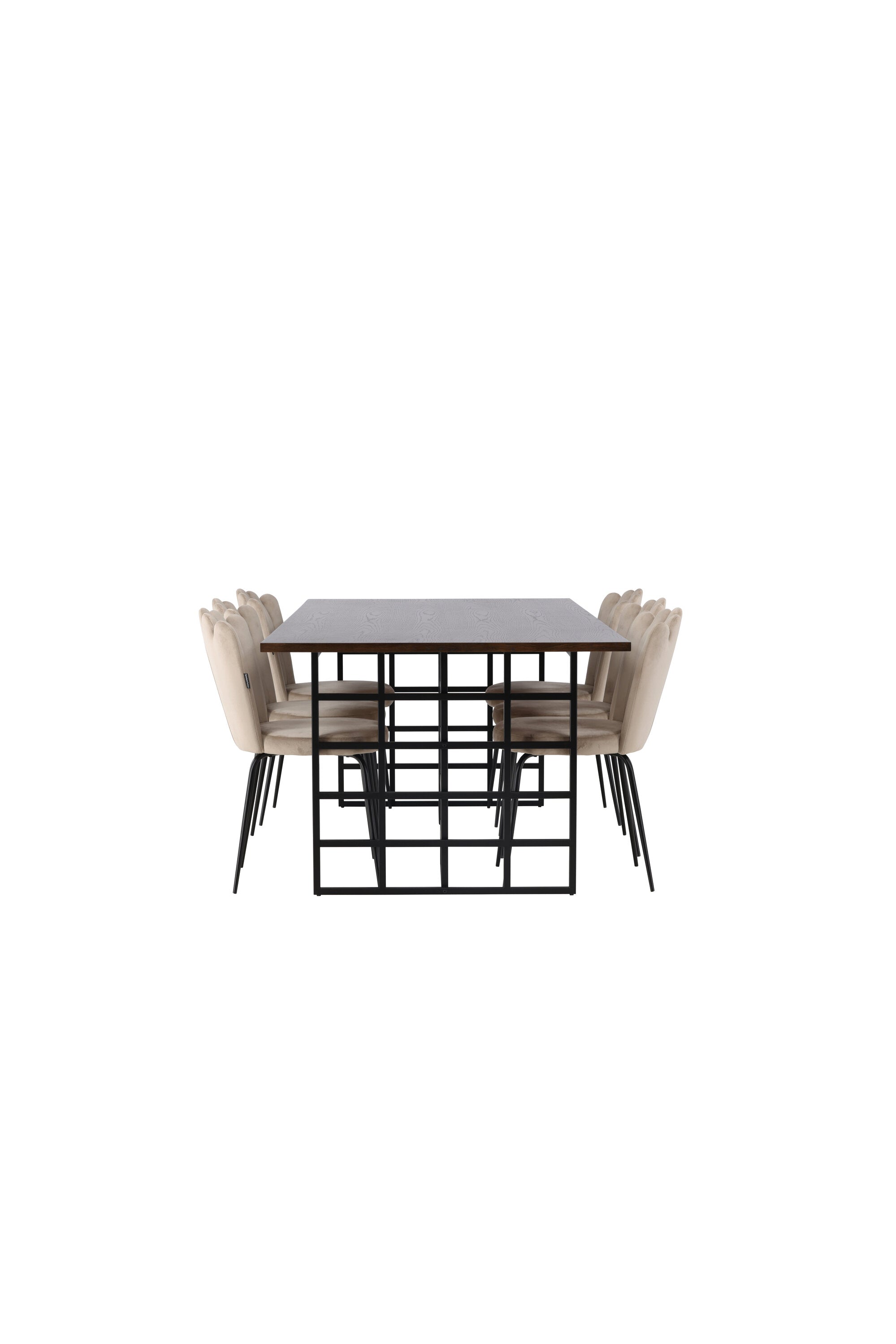 Ystad Esszimmerset + Limhamn 220cm/6St. in Braun / Beige / Schwarz präsentiert im Onlineshop von KAQTU Design AG. Esszimmerset ist von Venture Home