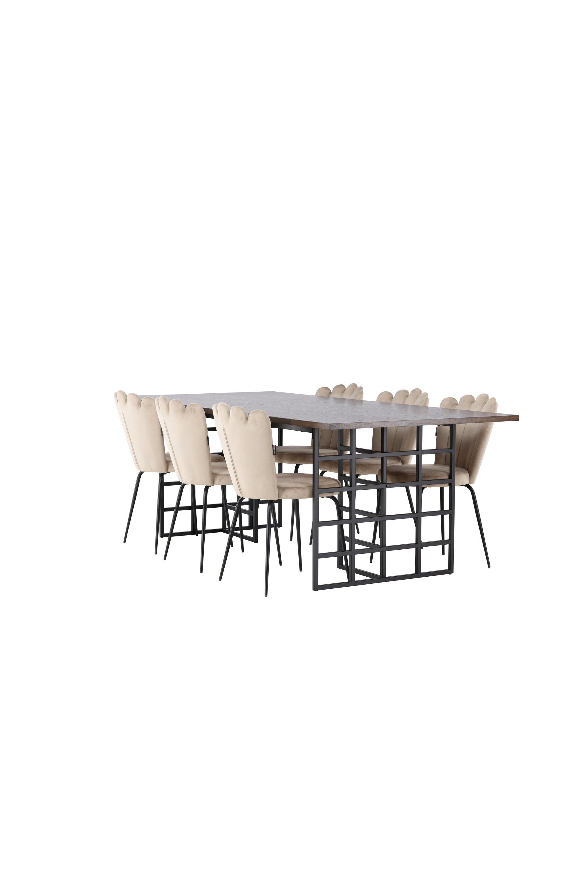 Ystad Esszimmerset + Limhamn 220cm/6St. in Braun / Beige / Schwarz präsentiert im Onlineshop von KAQTU Design AG. Esszimmerset ist von Venture Home
