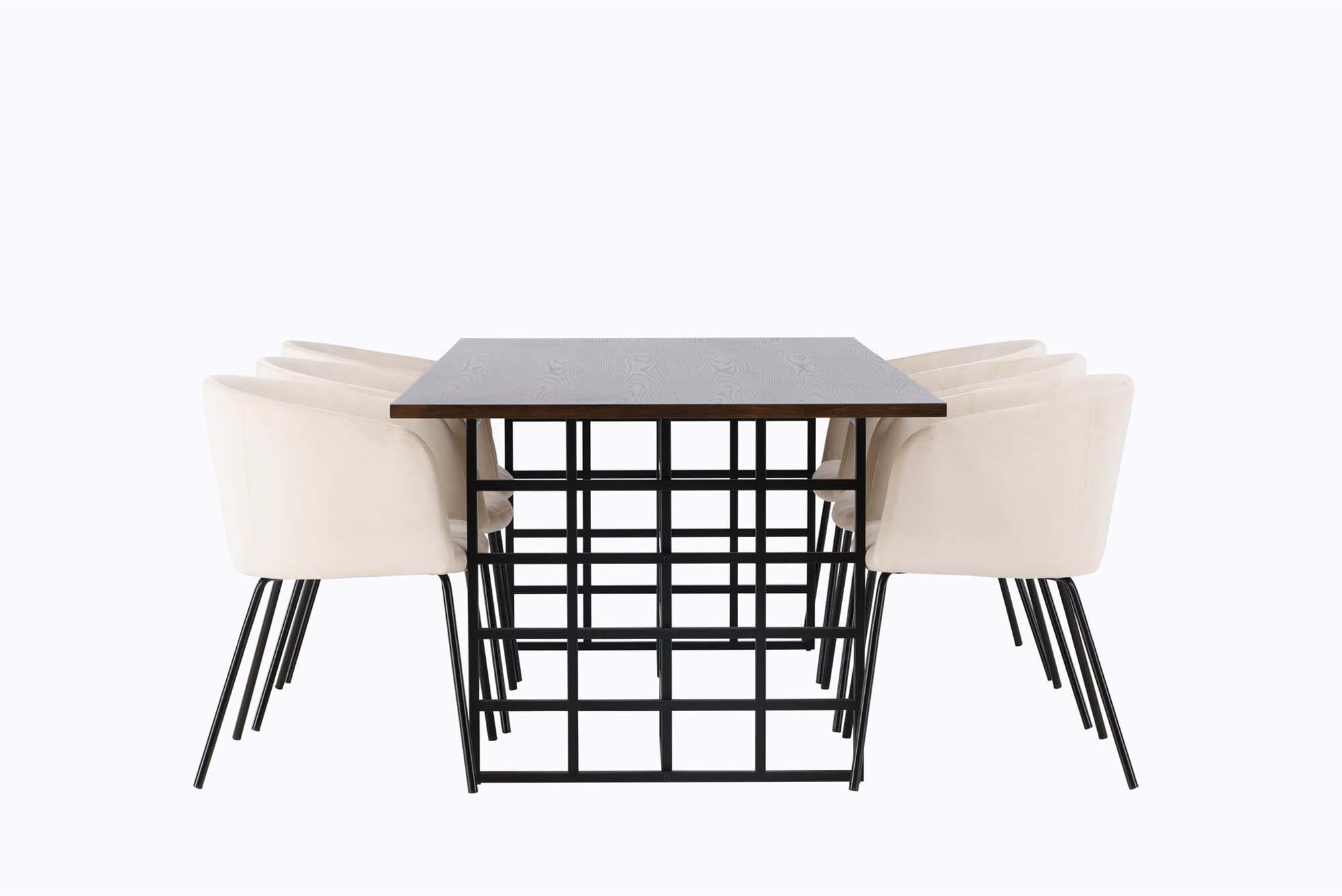 Ystad Esszimmerset + Berit: Elegantes Industriedesign für gesellige Abende. Hochwertige Materialien und luxuriöser Samt für höchsten Komfort.