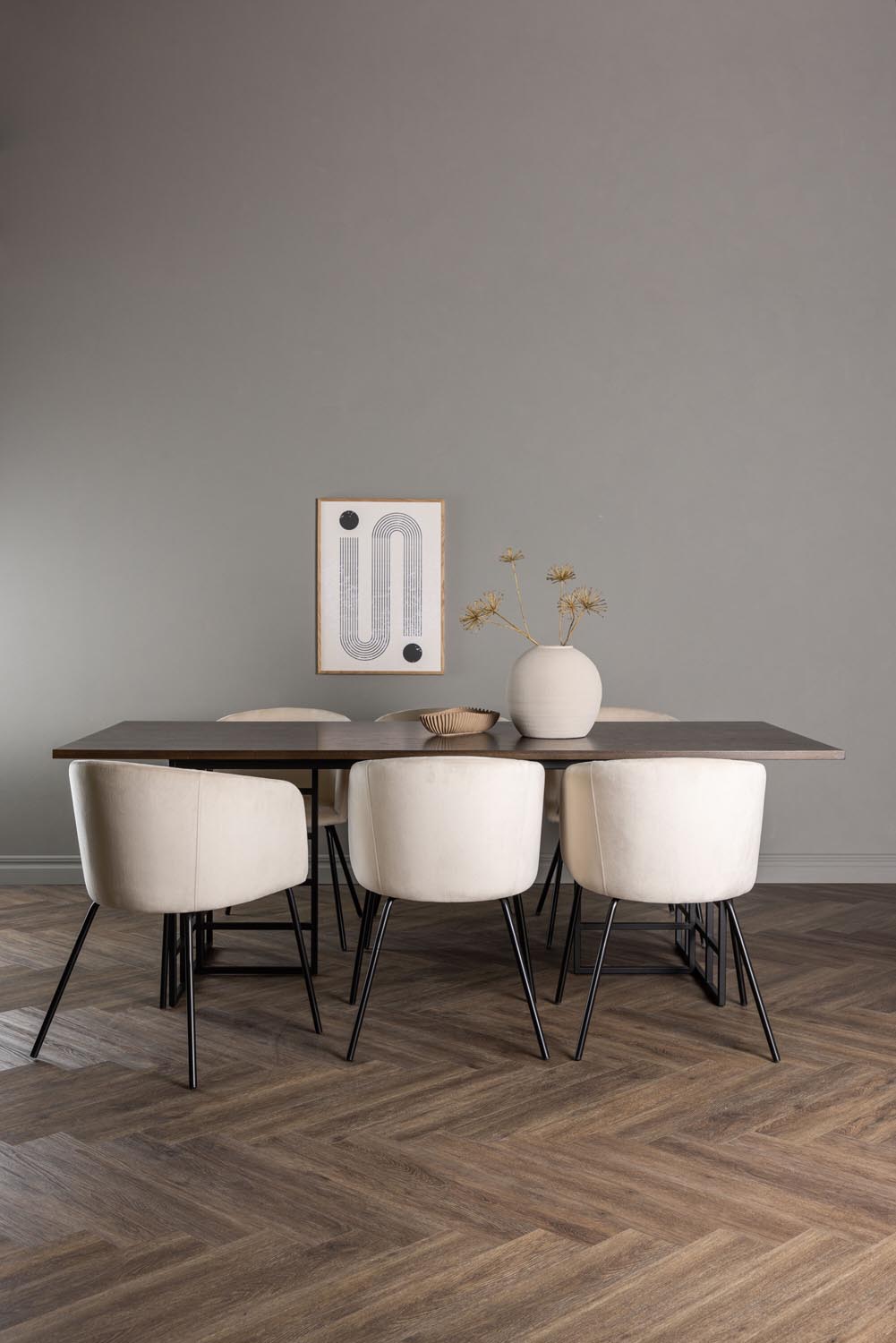 Ystad Esszimmerset + Berit 220cm/6St. in Braun / Beige / Schwarz präsentiert im Onlineshop von KAQTU Design AG. Esszimmerset ist von Venture Home