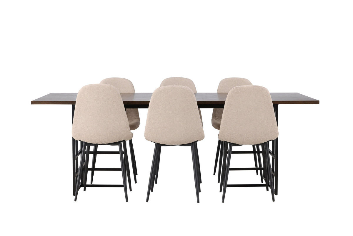 Ystad Esszimmerset + Polar 220cm/6St. in Beige, Schwarz präsentiert im Onlineshop von KAQTU Design AG. Esszimmerset ist von Venture Home