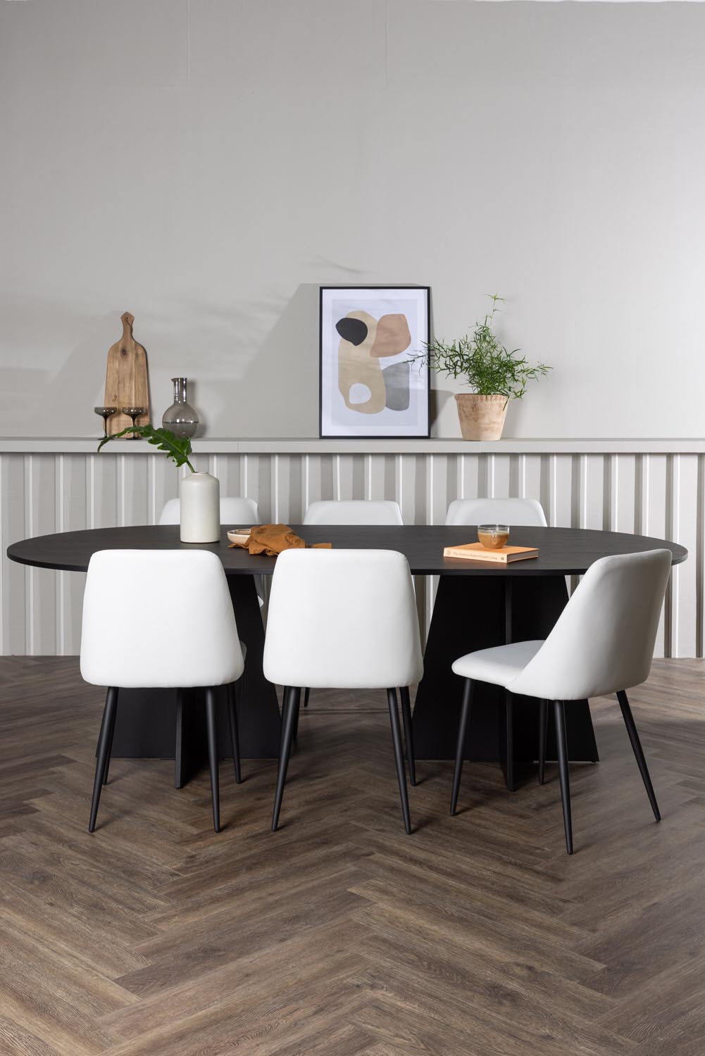 Bootcut Esszimmerset + Night 230cm/6St. in Schwarz-Weiss präsentiert im Onlineshop von KAQTU Design AG. Esszimmerset ist von Venture Home