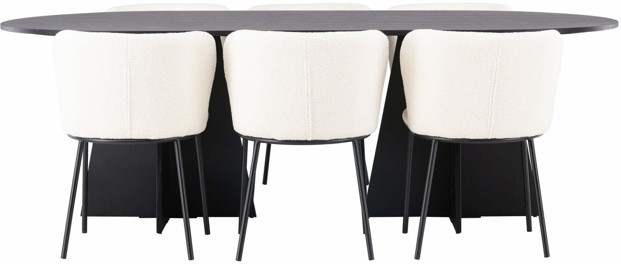 Entdecken Sie das Bootcut Esszimmerset + Edina 230cm/6St. von Venture Home – stilvoll, funktional und ideal für gesellige Abende. Perfekt für Ihr Esszimmer!