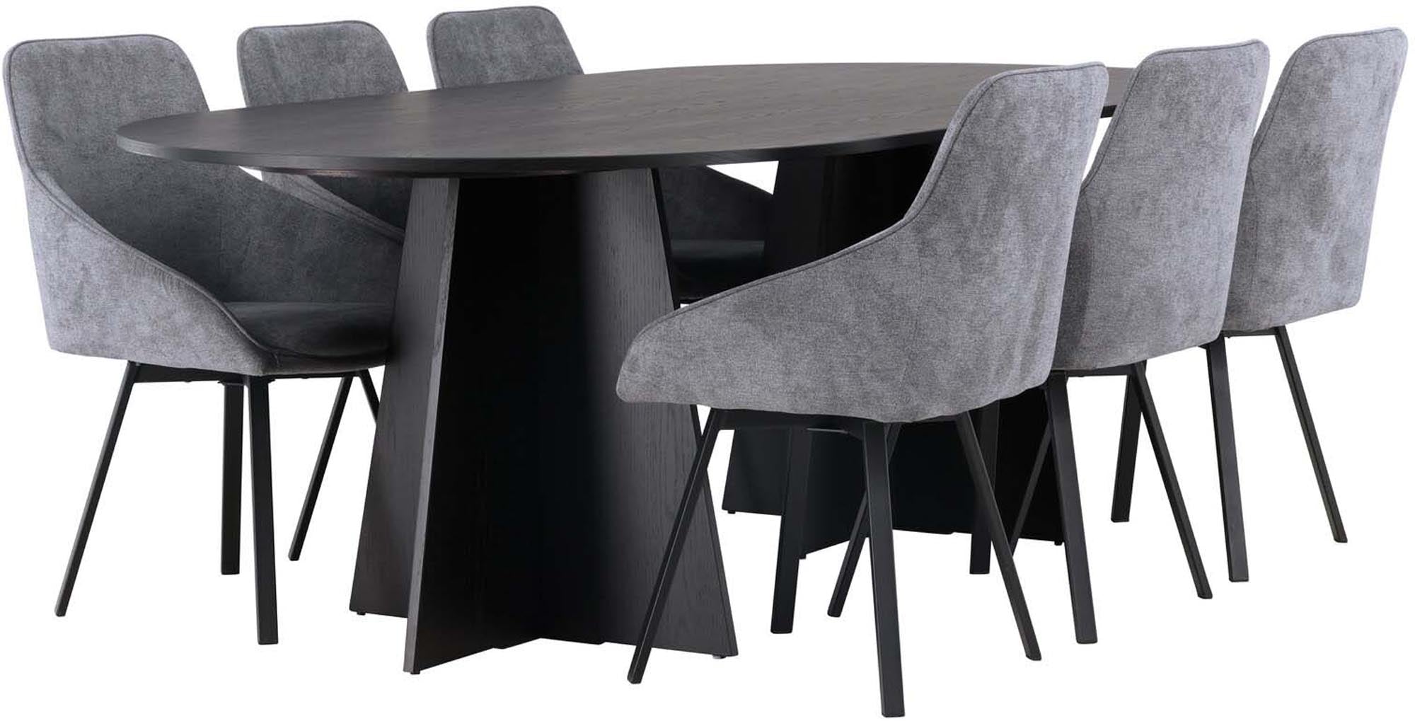 Modernes Bootcut Esszimmerset mit Rosie Tisch, 230cm, 6 Stühle.