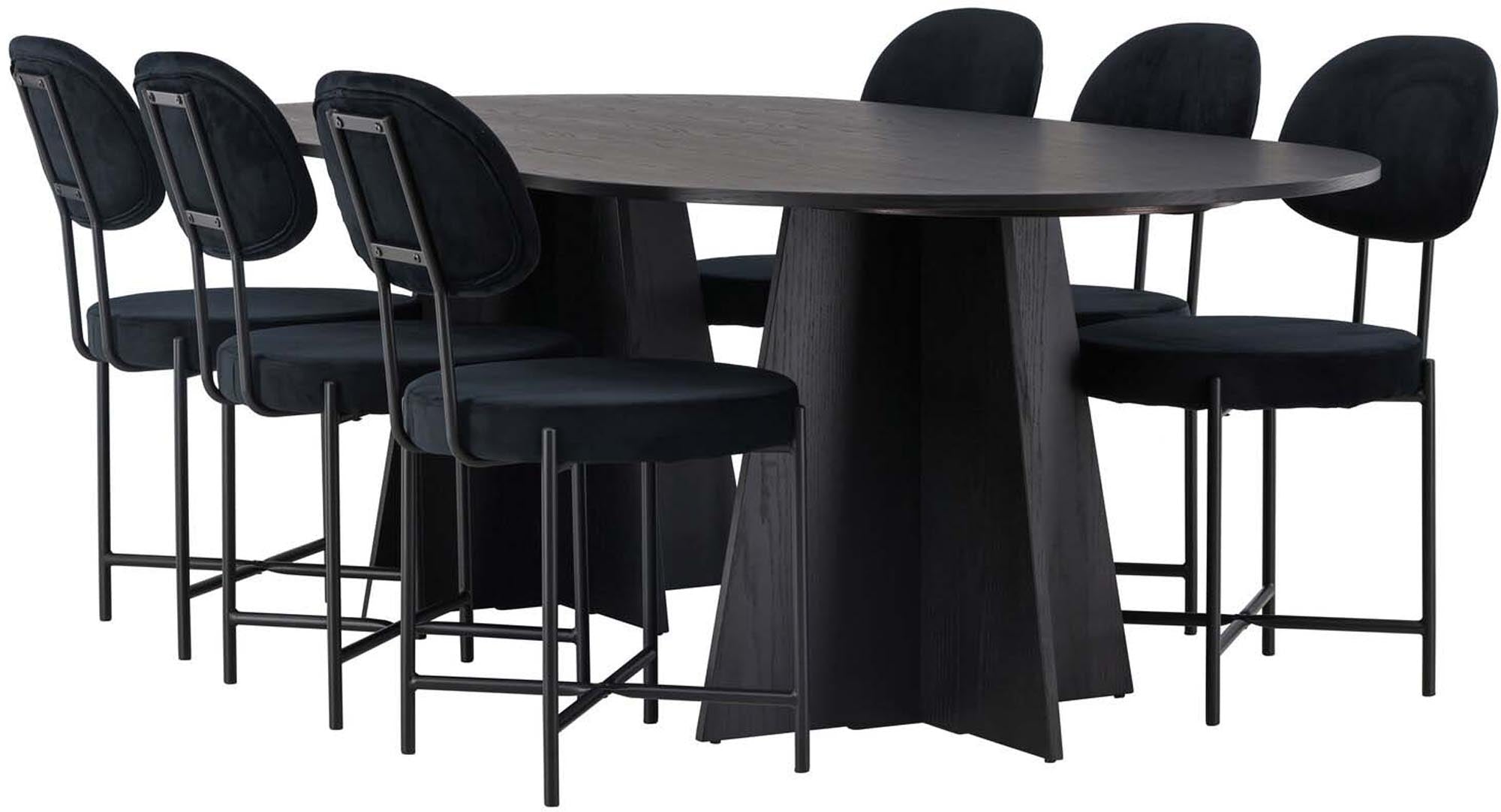 Stilvolles Bootcut Esszimmerset 230cm mit 6 bequemen Stühlen von Venture Home. Perfekt für festliche Anlässe und gemütliche Familienessen.