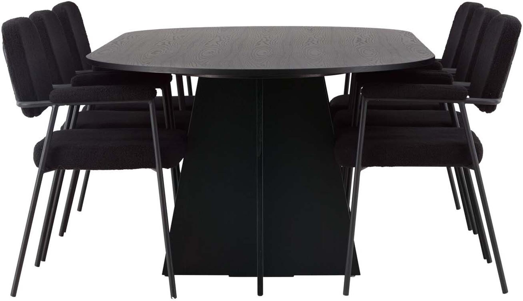 Elegantes Bootcut Esszimmerset von Venture Home: ovaler Tisch (230cm) und 6 stilvolle Stühle, perfekt für gesellige Abende und modernes Wohnen.