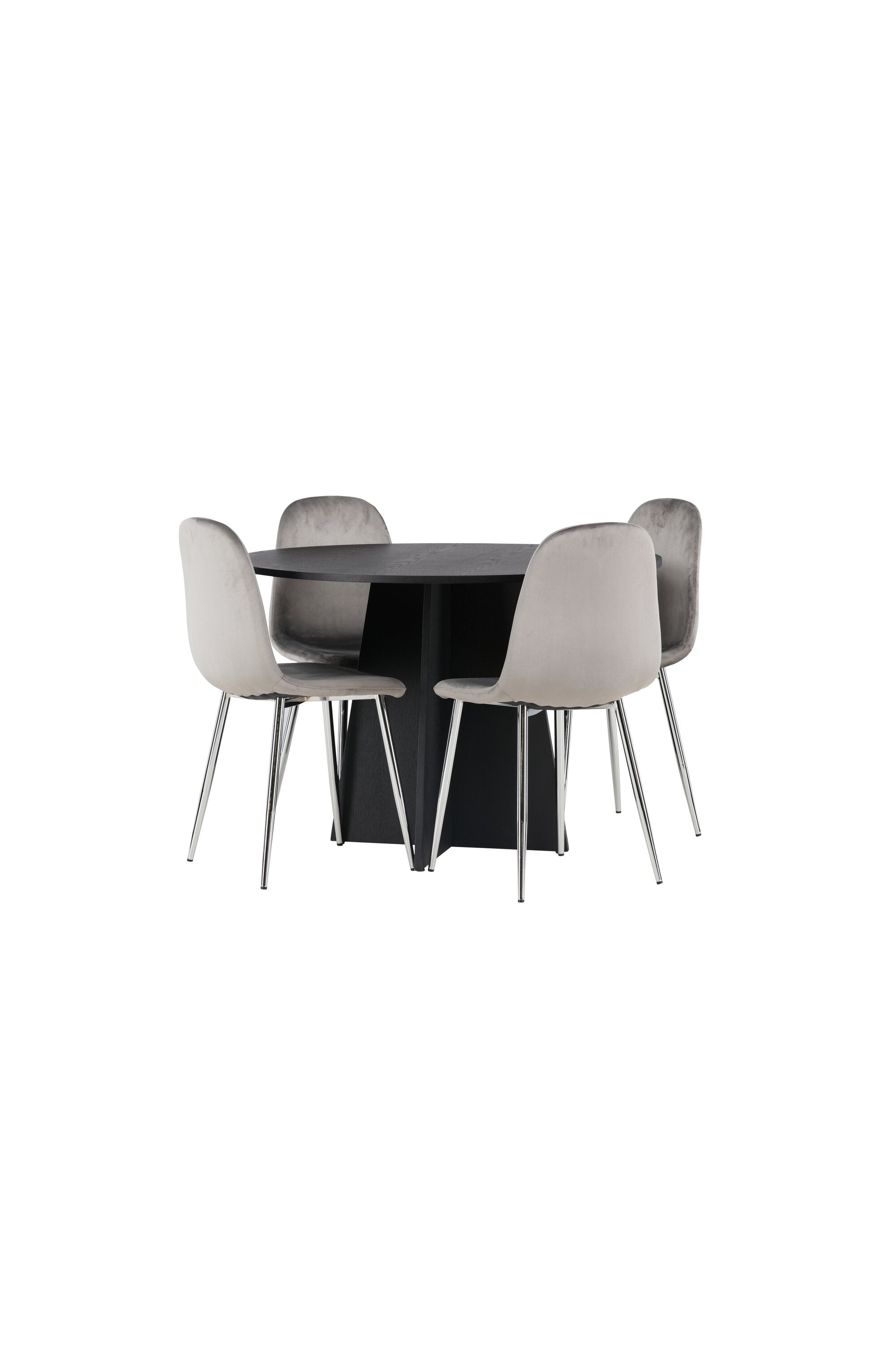 Bootcut Esszimmerset + Eva ⌀110cm/4St. in Hellgrau, Silber präsentiert im Onlineshop von KAQTU Design AG. Esszimmerset ist von Venture Home