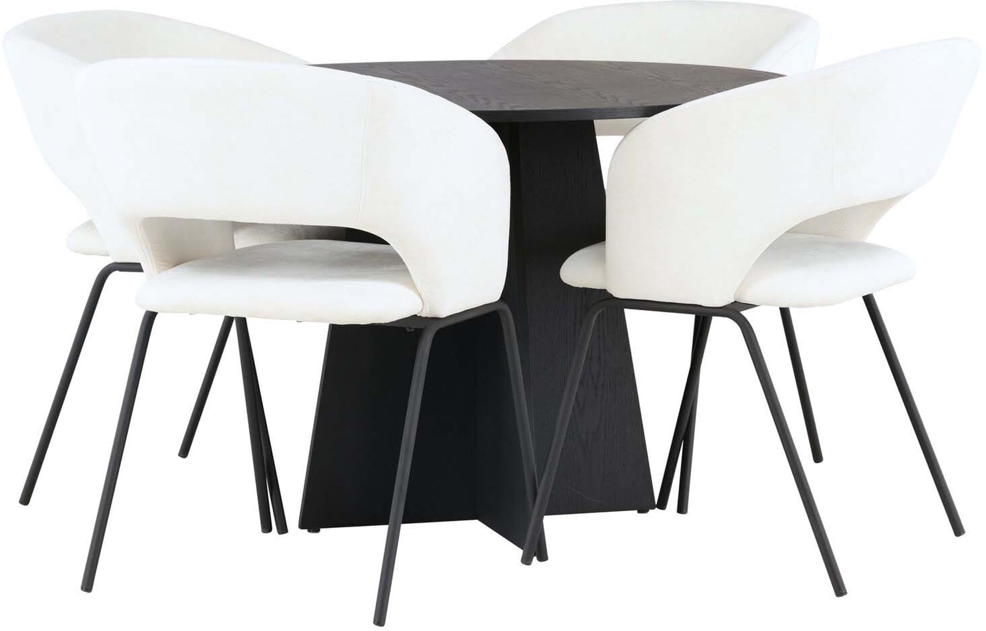 Elegantes Bootcut Esszimmerset von Venture Home: runder Tisch (110 cm) und 4 stilvolle Day-Stühle für Komfort und modernes Design.