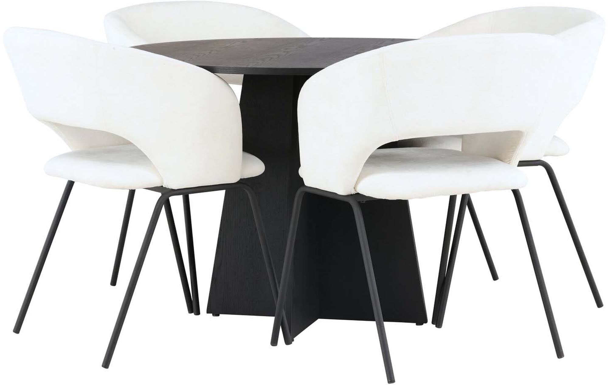 Elegantes Esszimmerset Bootcut, Tisch 110cm, 4 Stühle, Venture Home.