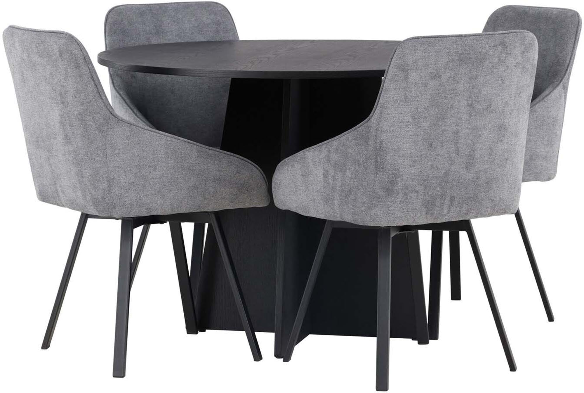 Elegantes Bootcut Esszimmerset mit Rosie, 110 cm Durchmesser. Hochwertige Materialien und skandinavisches Design für stilvolle Esszimmer.