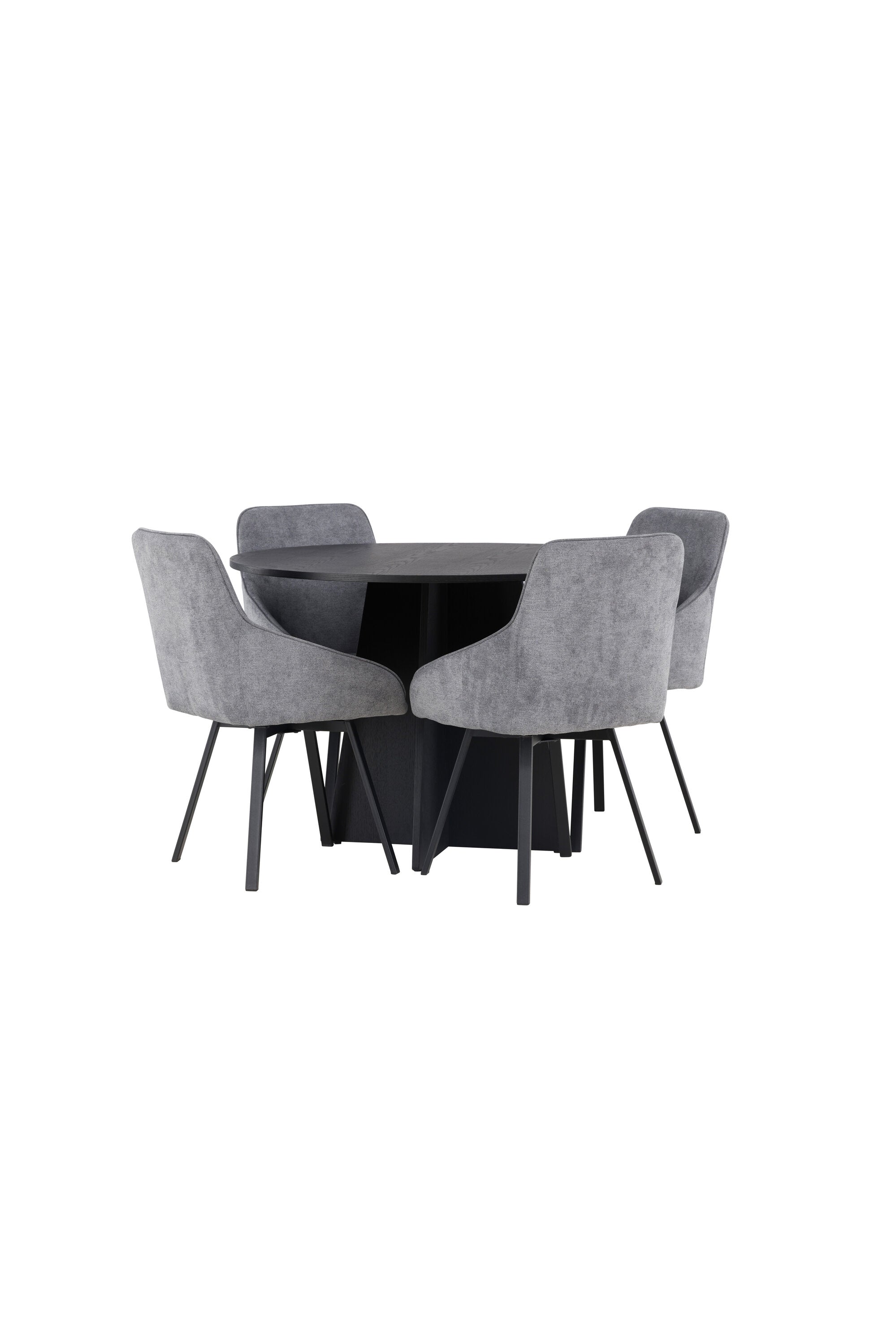 Bootcut Esszimmerset + Rosie ⌀110cm/4St. in Schwarzgrau präsentiert im Onlineshop von KAQTU Design AG. Esszimmerset ist von Venture Home