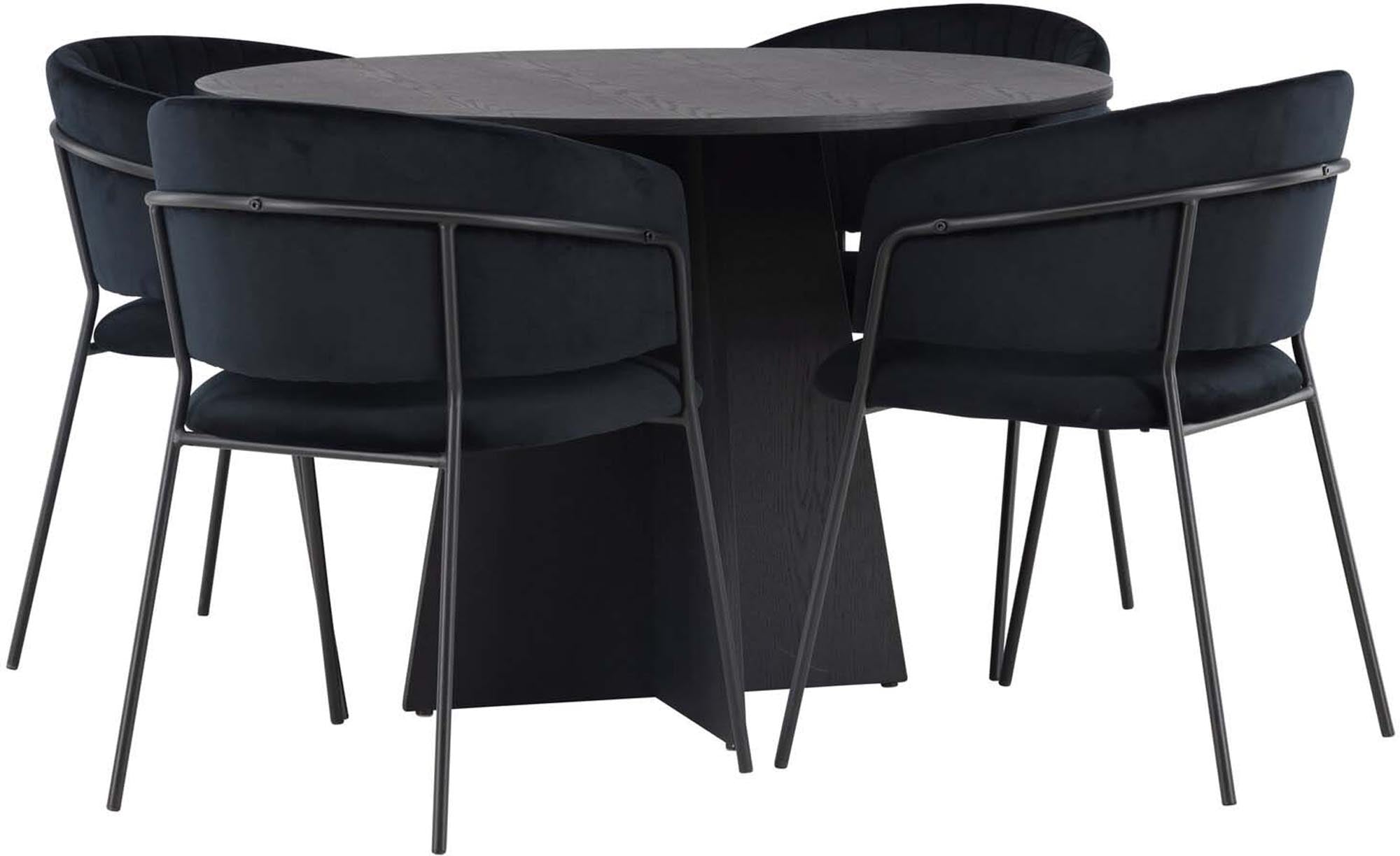 Modernes Esszimmerset Bootcut + Selma, 110cm Tisch, 4 Stühle.