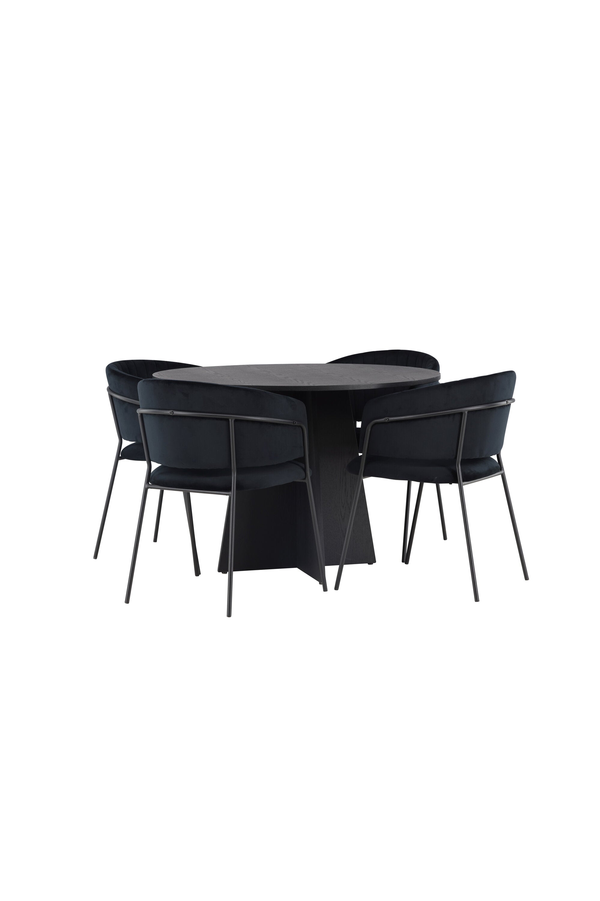 Bootcut Esszimmerset + Selma ⌀110cm/4St. in Schwarz präsentiert im Onlineshop von KAQTU Design AG. Esszimmerset ist von Venture Home