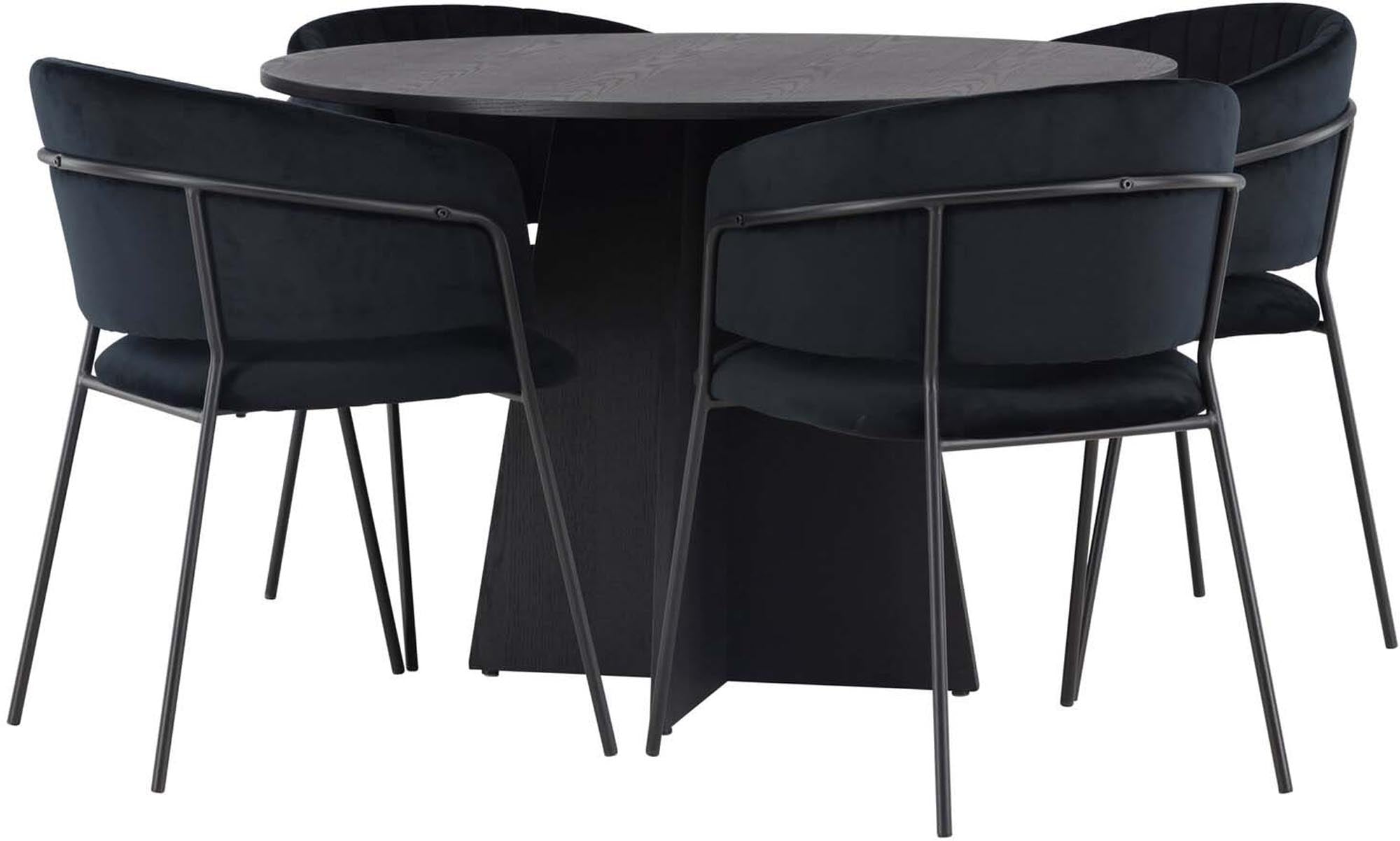 Stilvolles Esszimmerset Bootcut + Selma, 110cm Tisch, 4 Stühle.