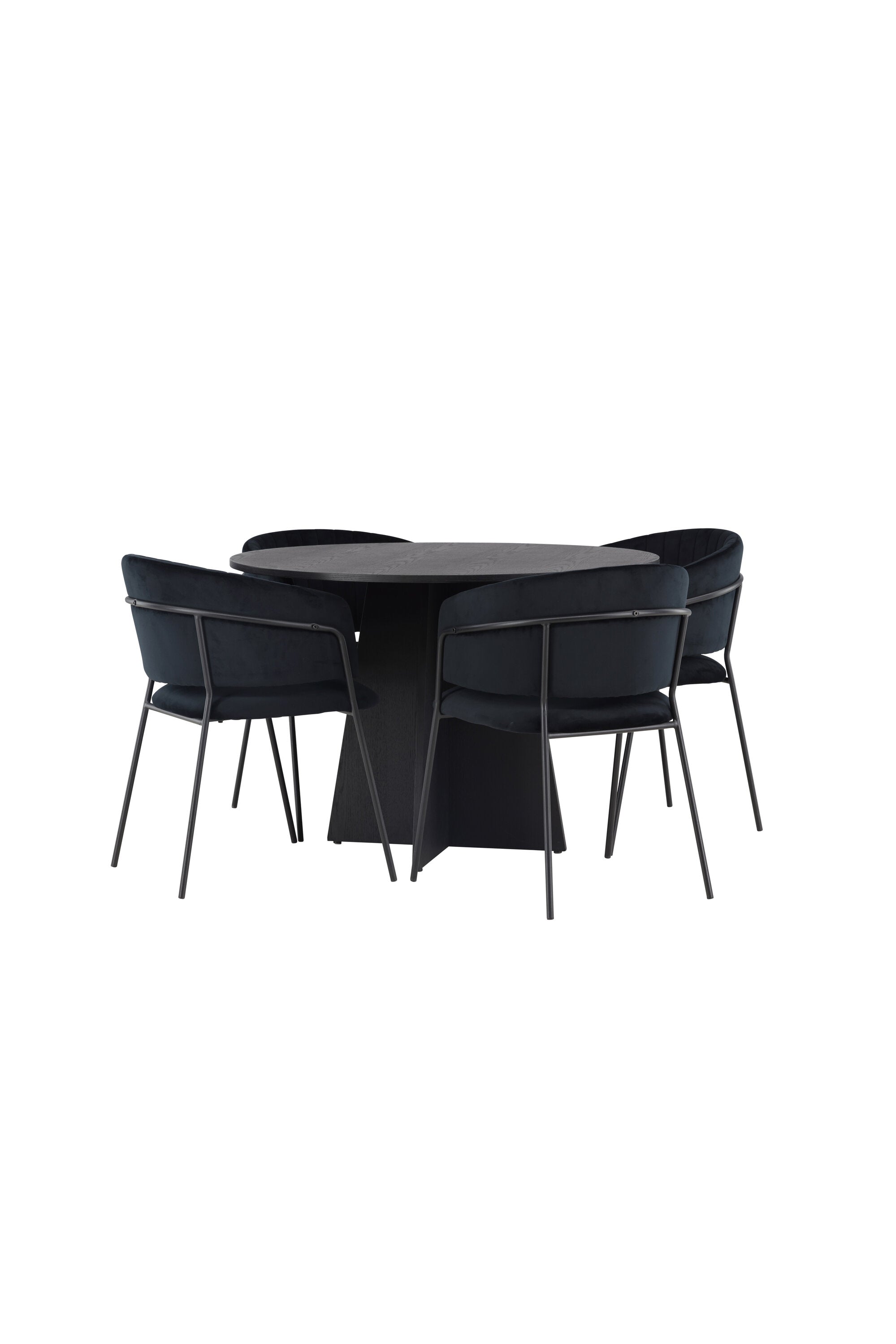 Bootcut Esszimmerset + Selma ⌀110cm/4St. in Schwarz präsentiert im Onlineshop von KAQTU Design AG. Esszimmerset ist von Venture Home