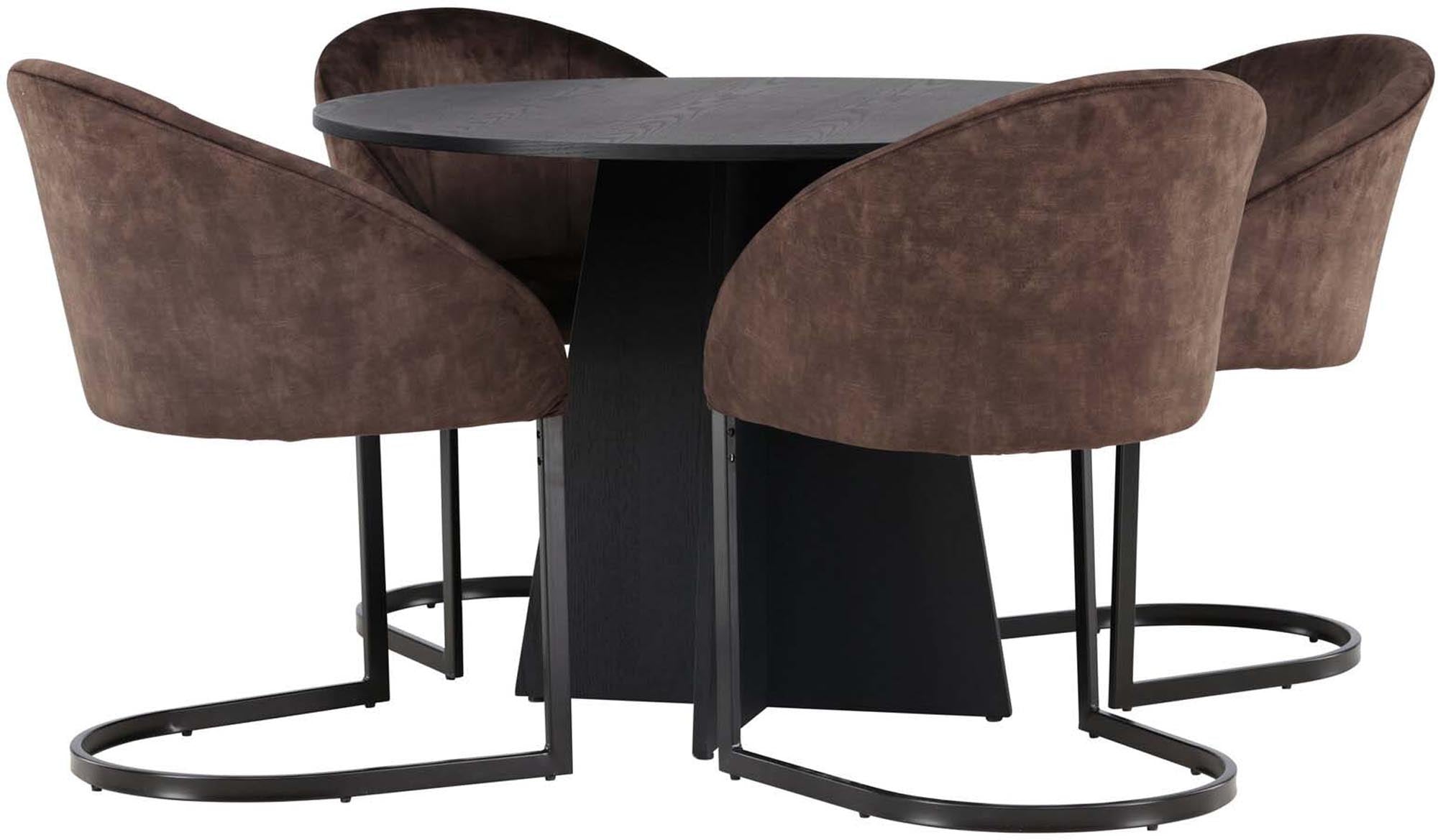 Stilvolles Bootcut Esszimmerset Ø110cm für 4 Personen. Hochwertige Verarbeitung und modernes Design schaffen eine einladende Atmosphäre.