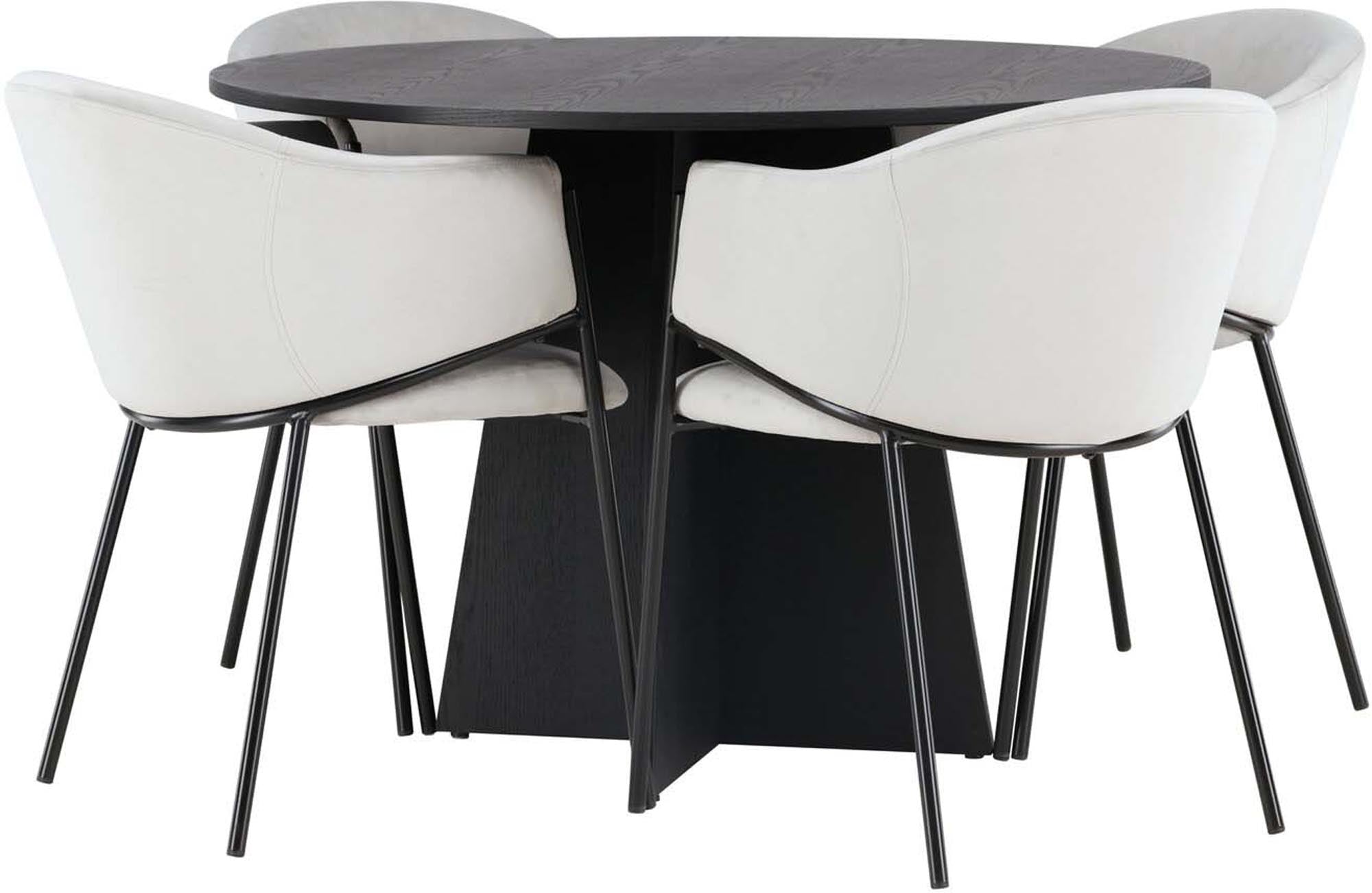 Stilvolles Esszimmerset Bootcut + Evelina, 110cm Tisch, 4 Stühle.