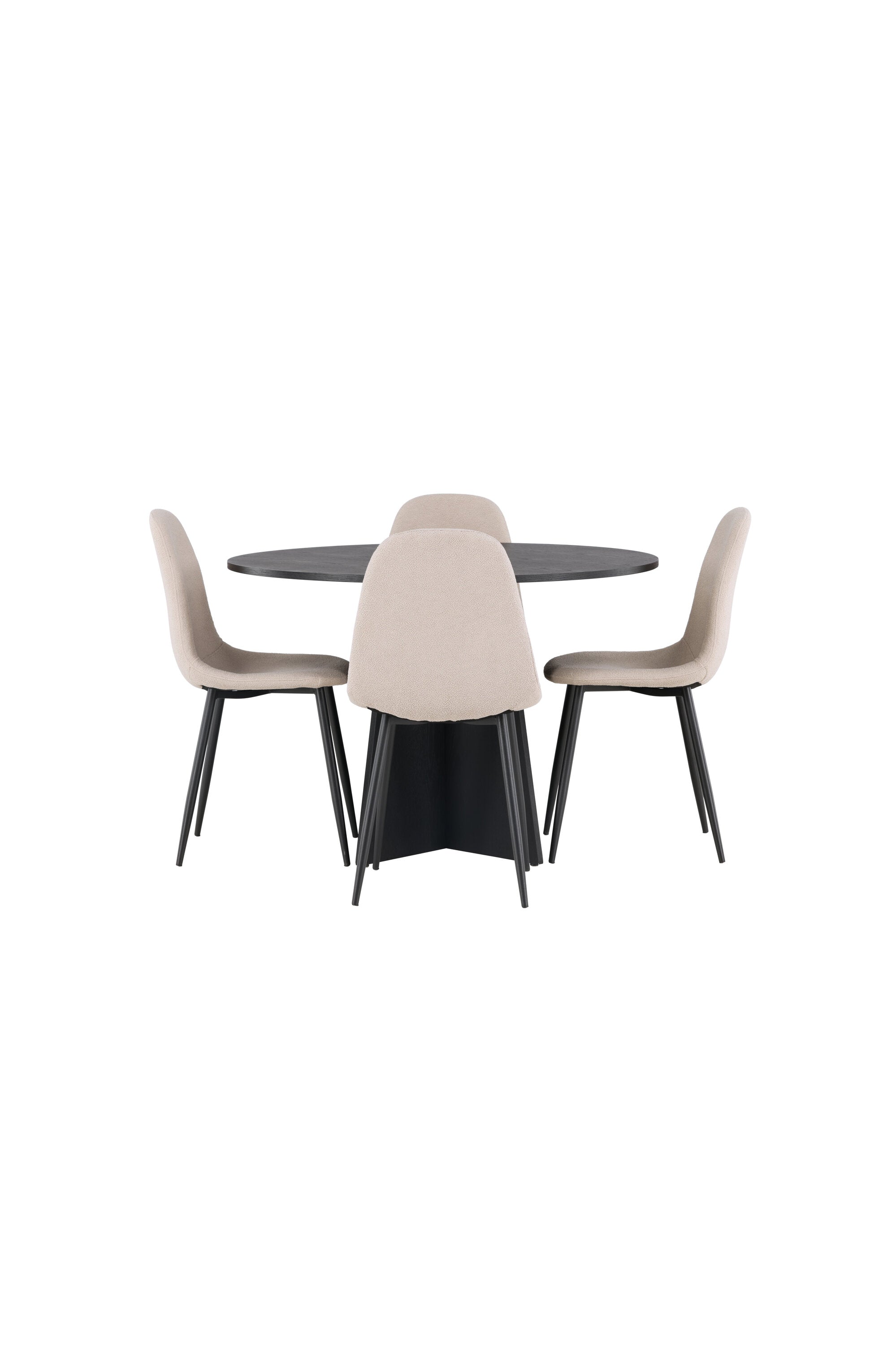 Bootcut Esszimmerset + Polar ⌀110cm/4St. in Beige dunkel / Schwarz präsentiert im Onlineshop von KAQTU Design AG. Esszimmerset ist von Venture Home