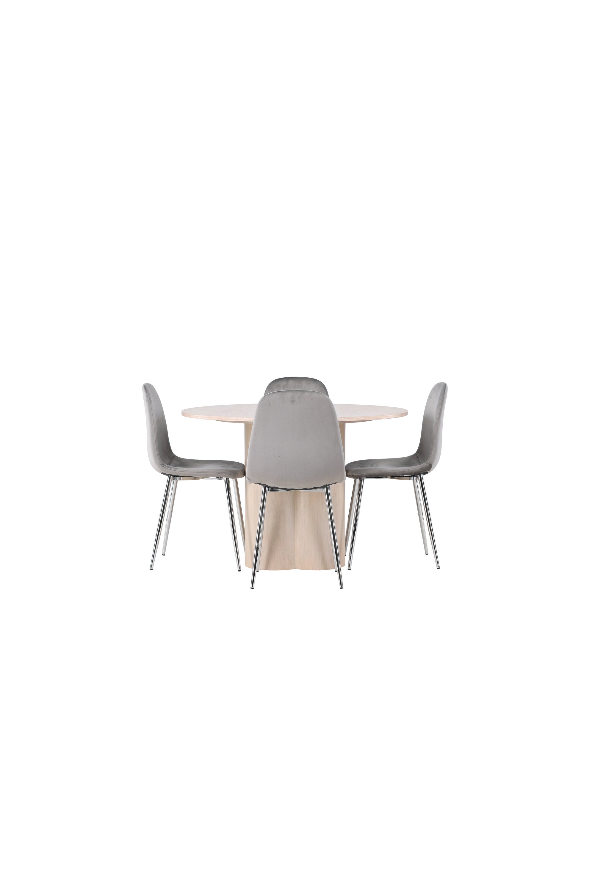 Olivia Esszimmerset + Eva ⌀110cm/4St. in Natur / Hellgrau / Silber präsentiert im Onlineshop von KAQTU Design AG. Esszimmerset ist von Venture Home