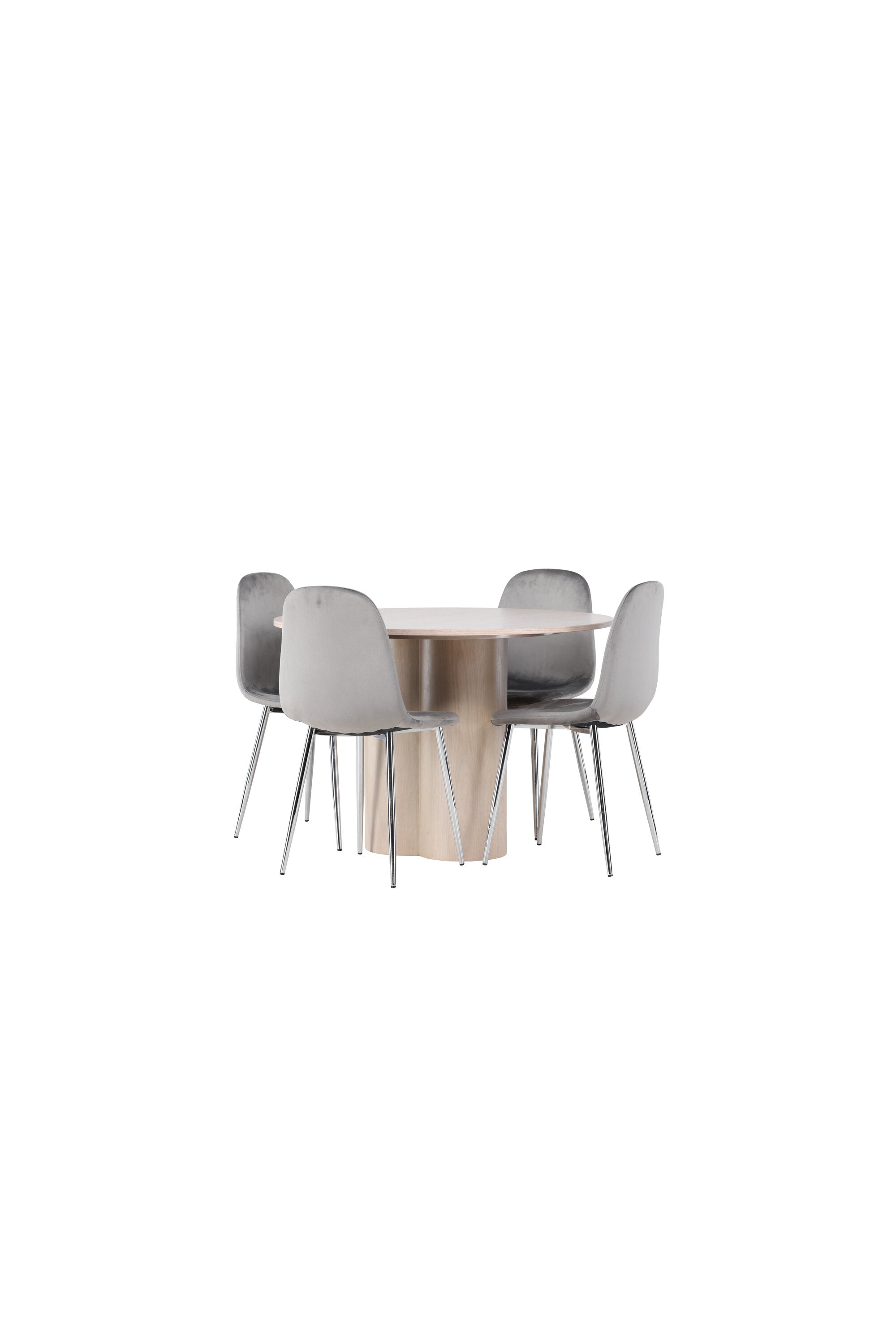 Olivia Esszimmerset + Eva ⌀110cm/4St. in Natur / Hellgrau / Silber präsentiert im Onlineshop von KAQTU Design AG. Esszimmerset ist von Venture Home